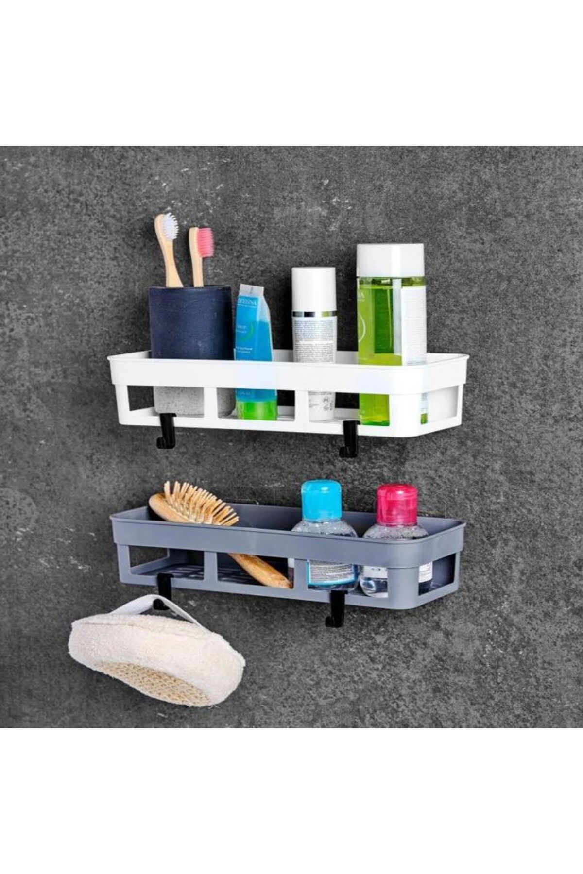Saint Belisama Concept 2'li Dikdörtgen Köşelik Yapışkanlı Banyo Duş Rafı Organizer Mutfak Organizer