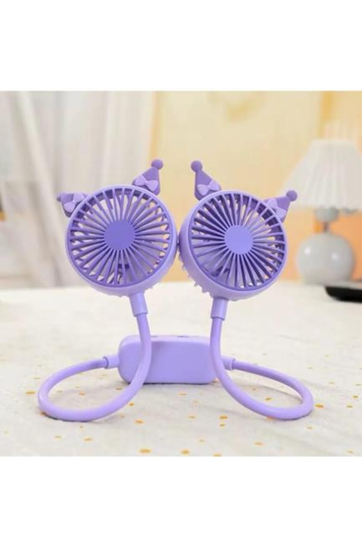 Hd Marketim Fan Kuromi Şarjlı Boyun Fanı Vantilatör USB Şarj Taşınabilir
