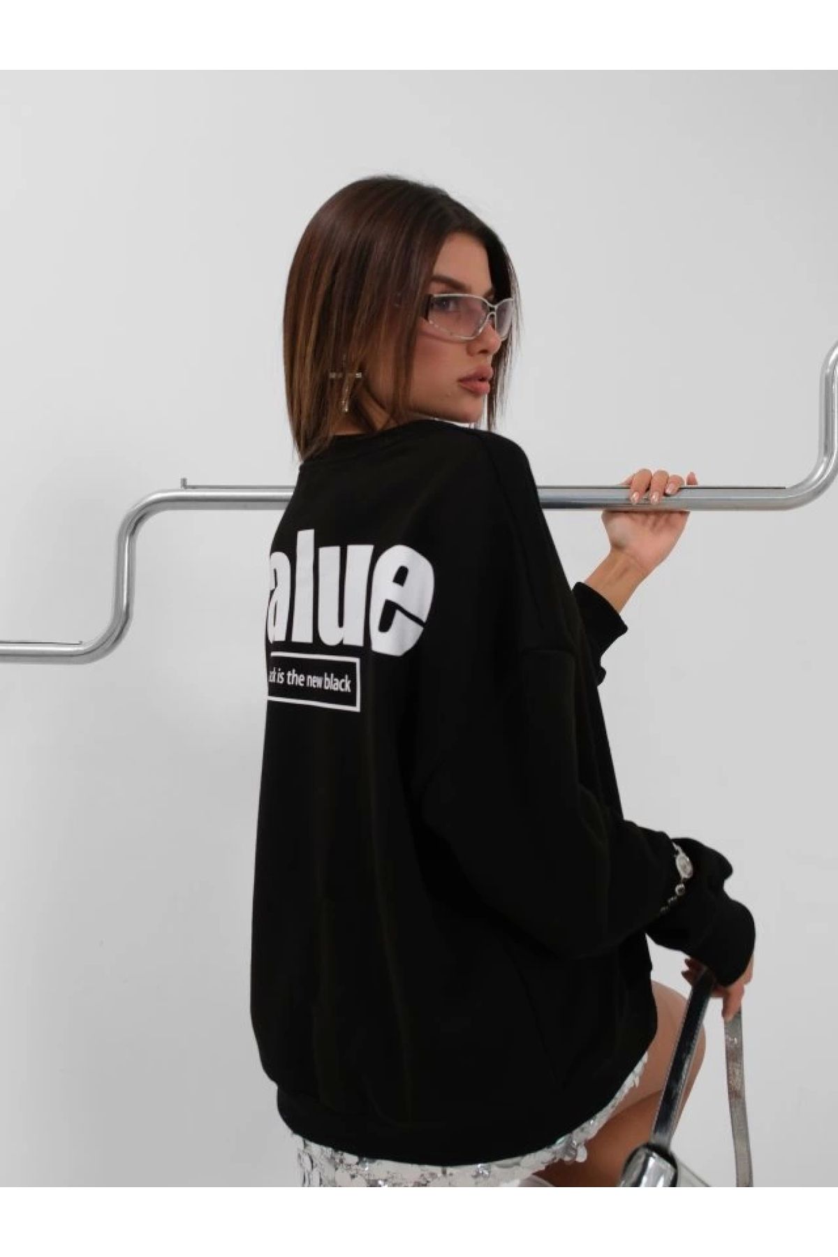 POLEXP Rahat Kesim Baskılı Oversize Sweatshirt