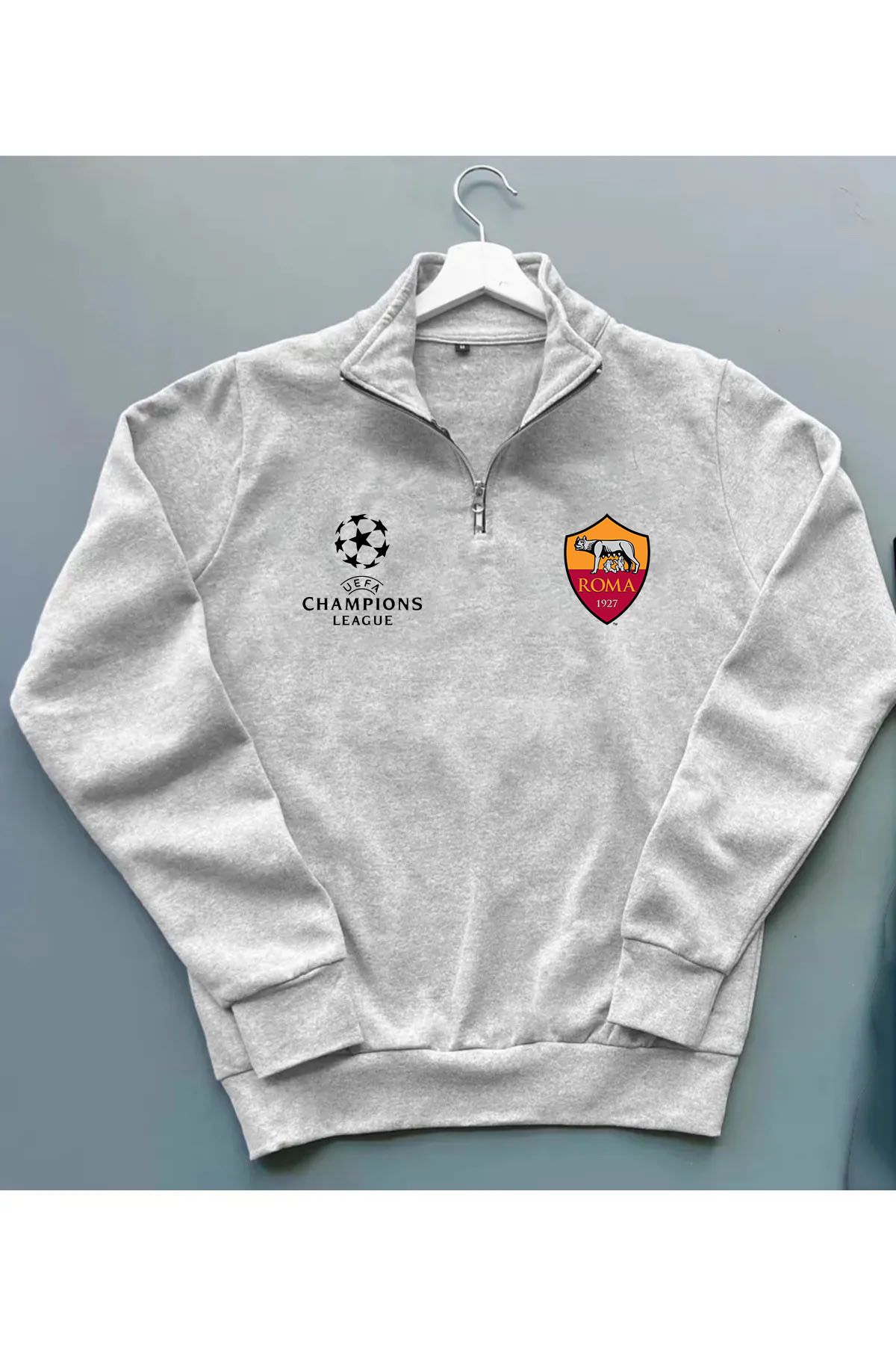 Pisa Art CHAMPİONS LEAGUE ROMA F.C DİK YAKA SWEATSHİRT UNİSEX ÖZEL TASARIM