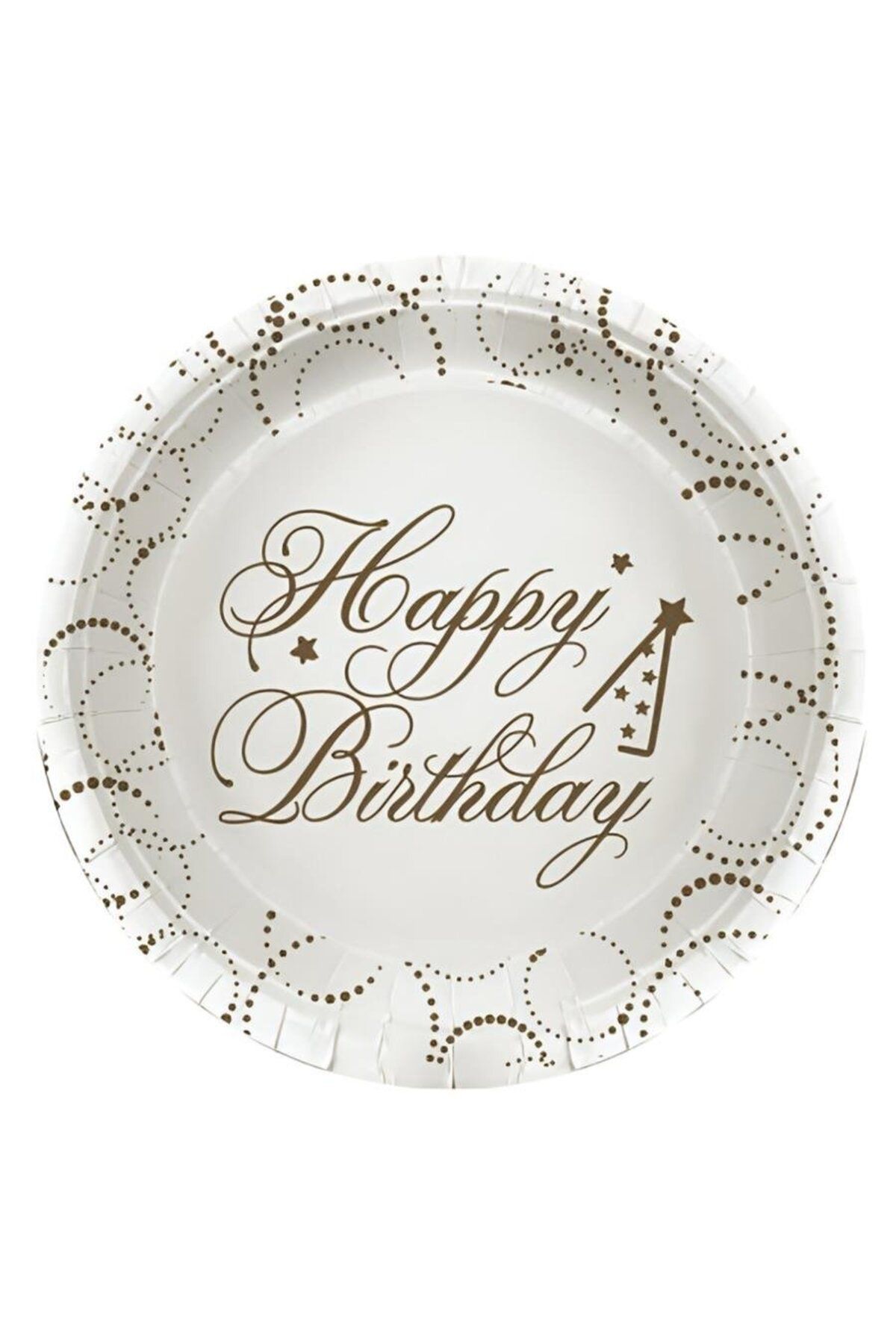 supertrend Süpertrend Happy Birthday Elegant Beyaz Karton Tabak 23cm
