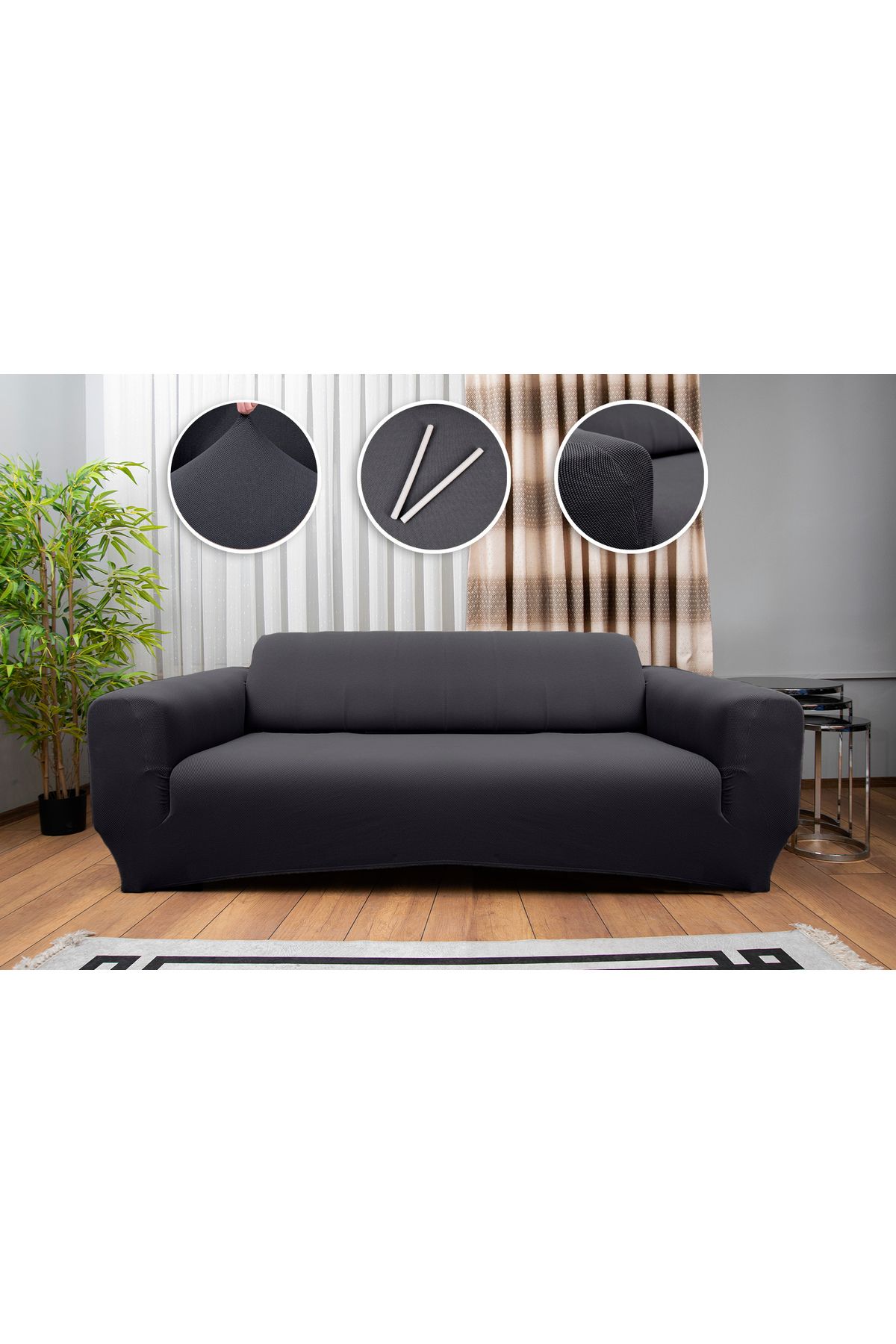 Haton Home Lastikli 3+3+1+1 Koltuk Örtüsü Takımı