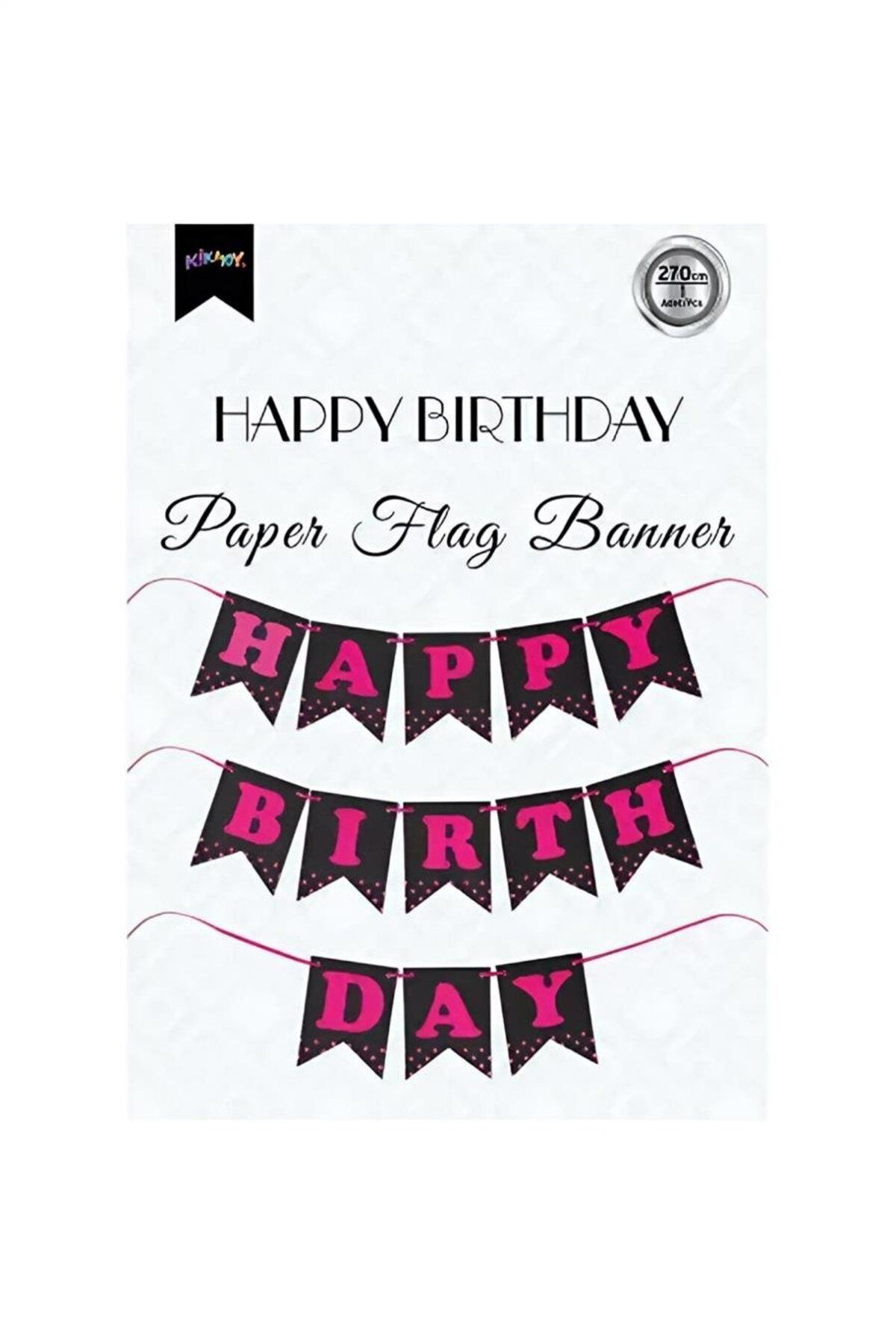 playzone Happy Birthday Siyah Zemin Fuşya Harf Afiş