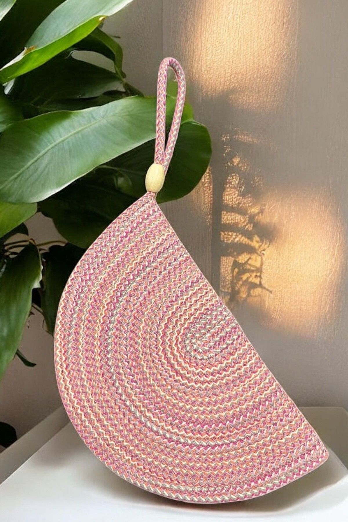 mom girl atelier Kadın Fermuarlı Pembe Ebruli Clutch Çanta
