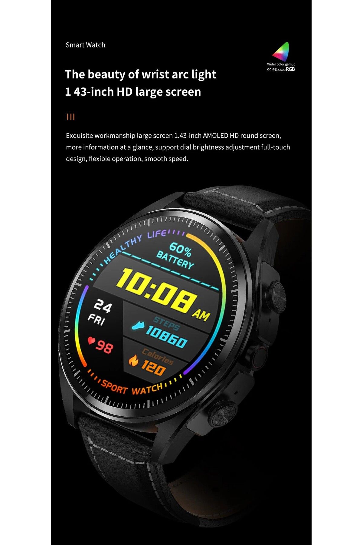 zeevos-f26 smartwatch with built-in Bluetooth headphones, NFC, 4G internal memory, Bluetooth call, 7