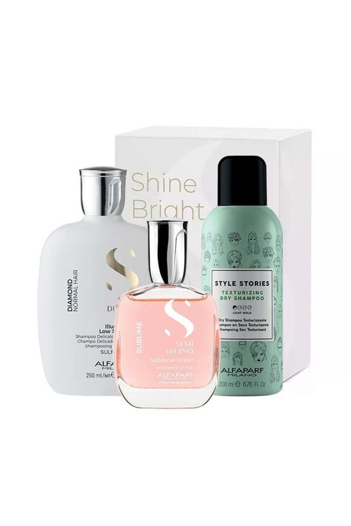 Alfaparf Milano-Alfaparf Semi Di Lino Șampon Strălucitor de Păr Diamant 250ml + Șampon Uscat 200ml + Apă Sublime 50ml 2