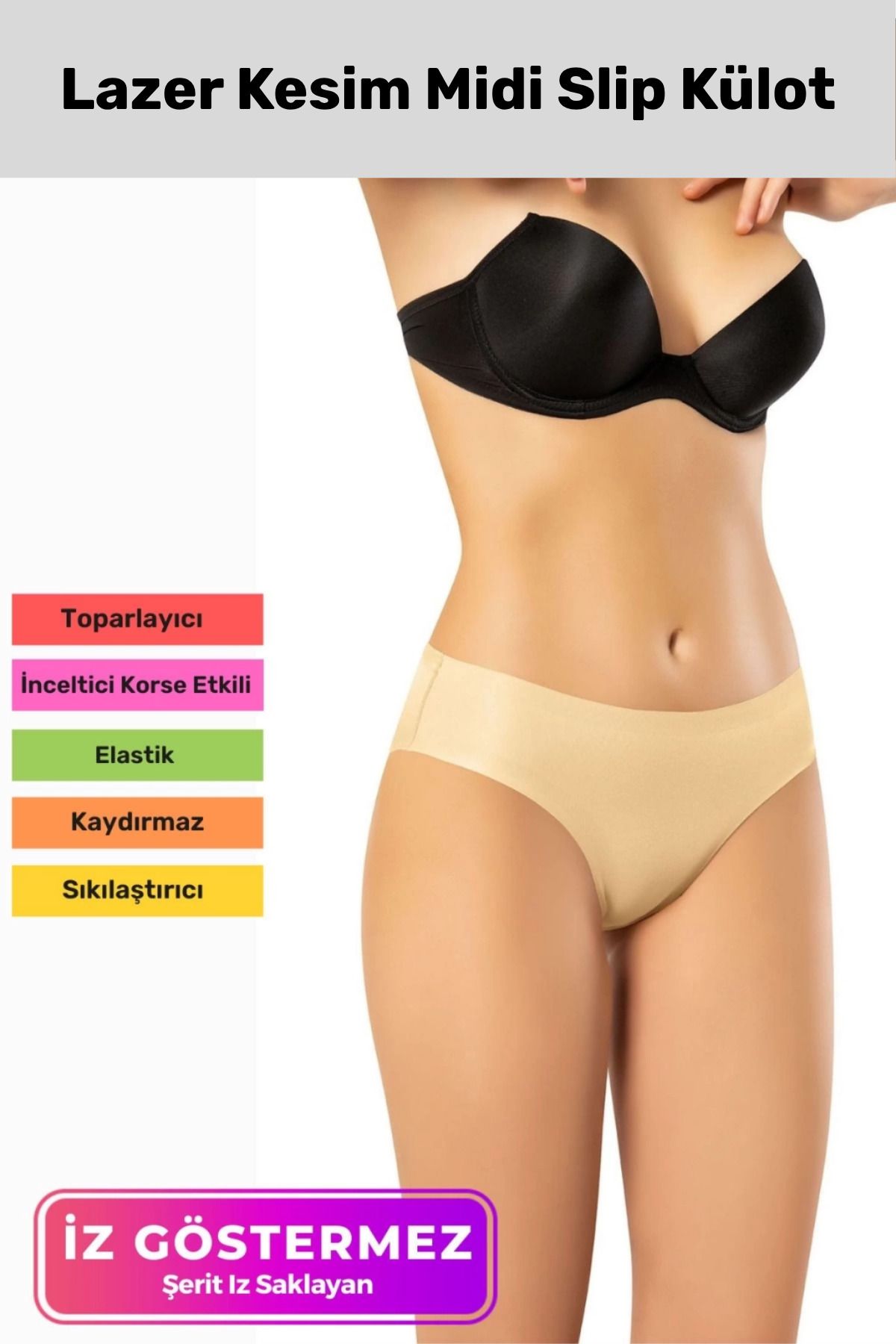 PeraNova Premium İz Göstermeyen Dikişsiz Kaymaz Toparlayıcı Popo Şekillendirici Lazer Kesim Midi Slip Külot