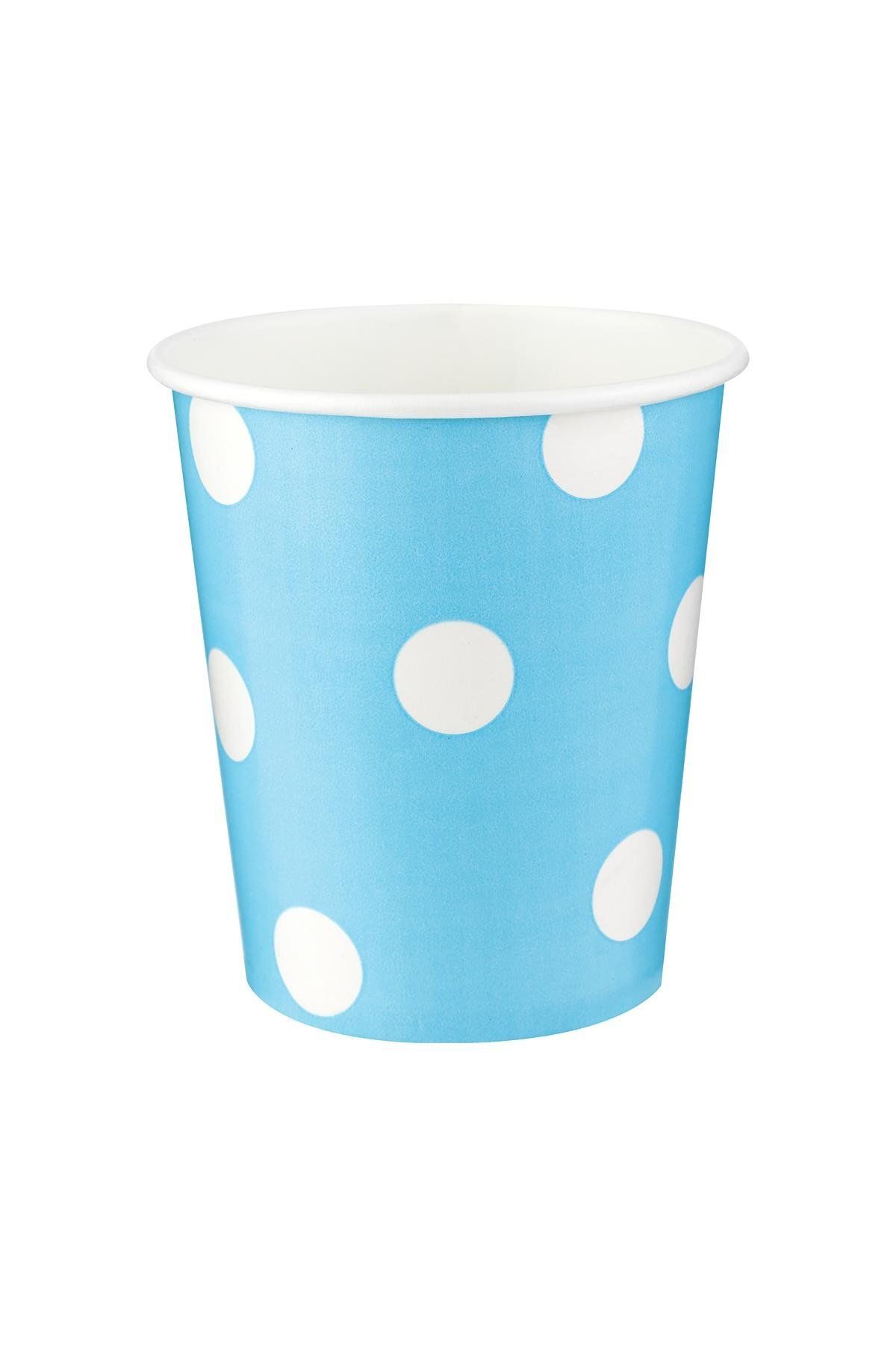 supertrend Süpertrend Roll-up Karton Bardak Beyaz Puantiyeli Açık Mavi 200cc-8oz 8li