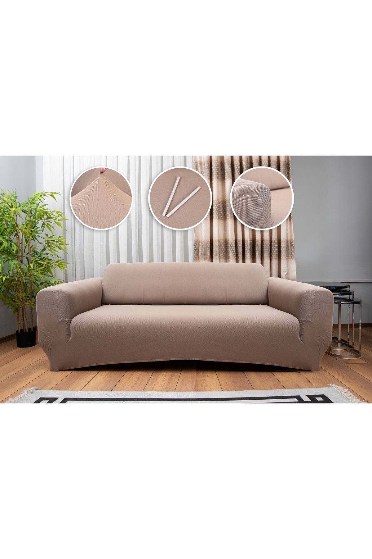 Haton Home Lastikli 3+3+1+1 Koltuk Örtüsü Takımı