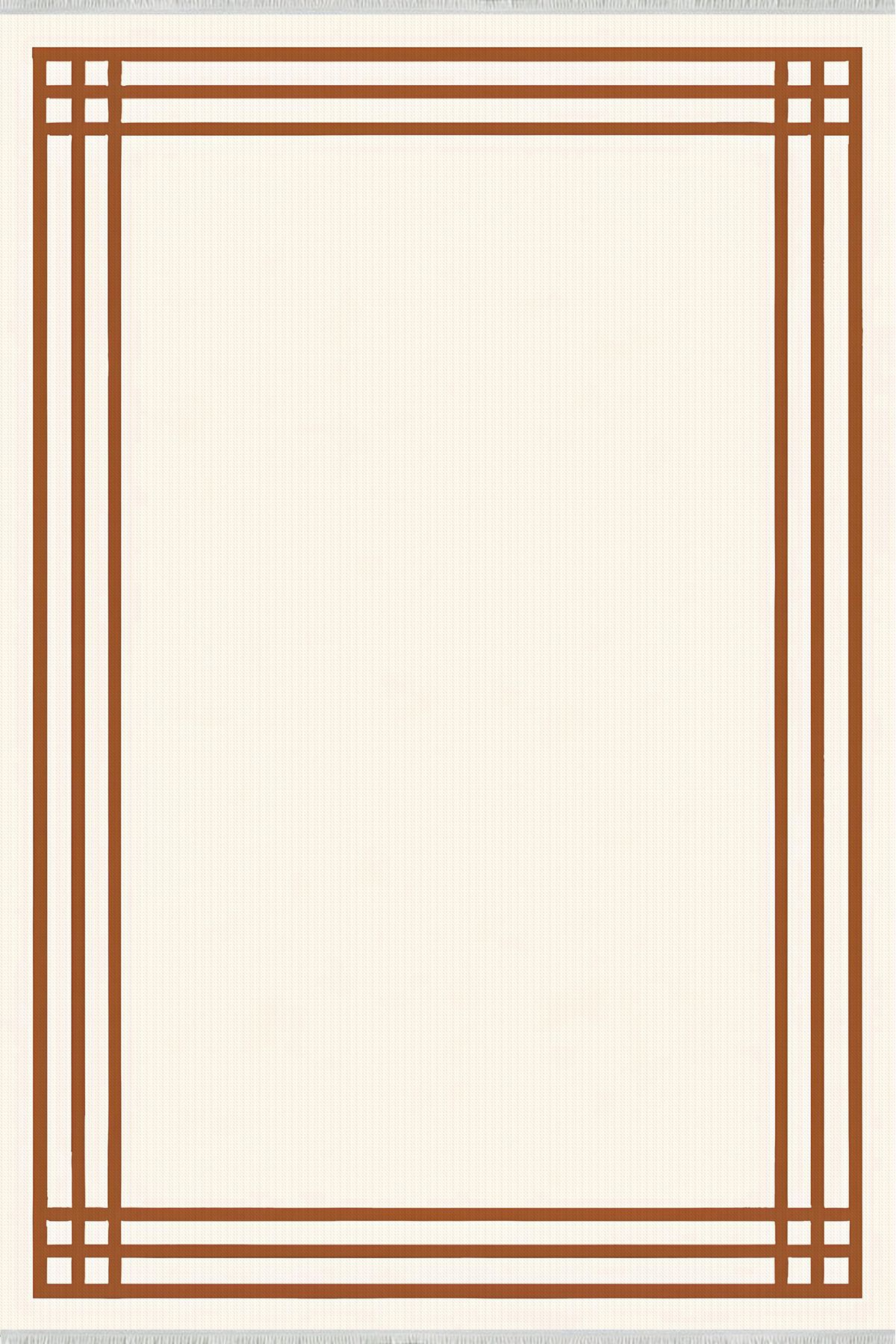 TNYLOF Oturma Odası Halı Krem Kahve Modern Çizgili Yıkanabilir Halı 160x230 cm