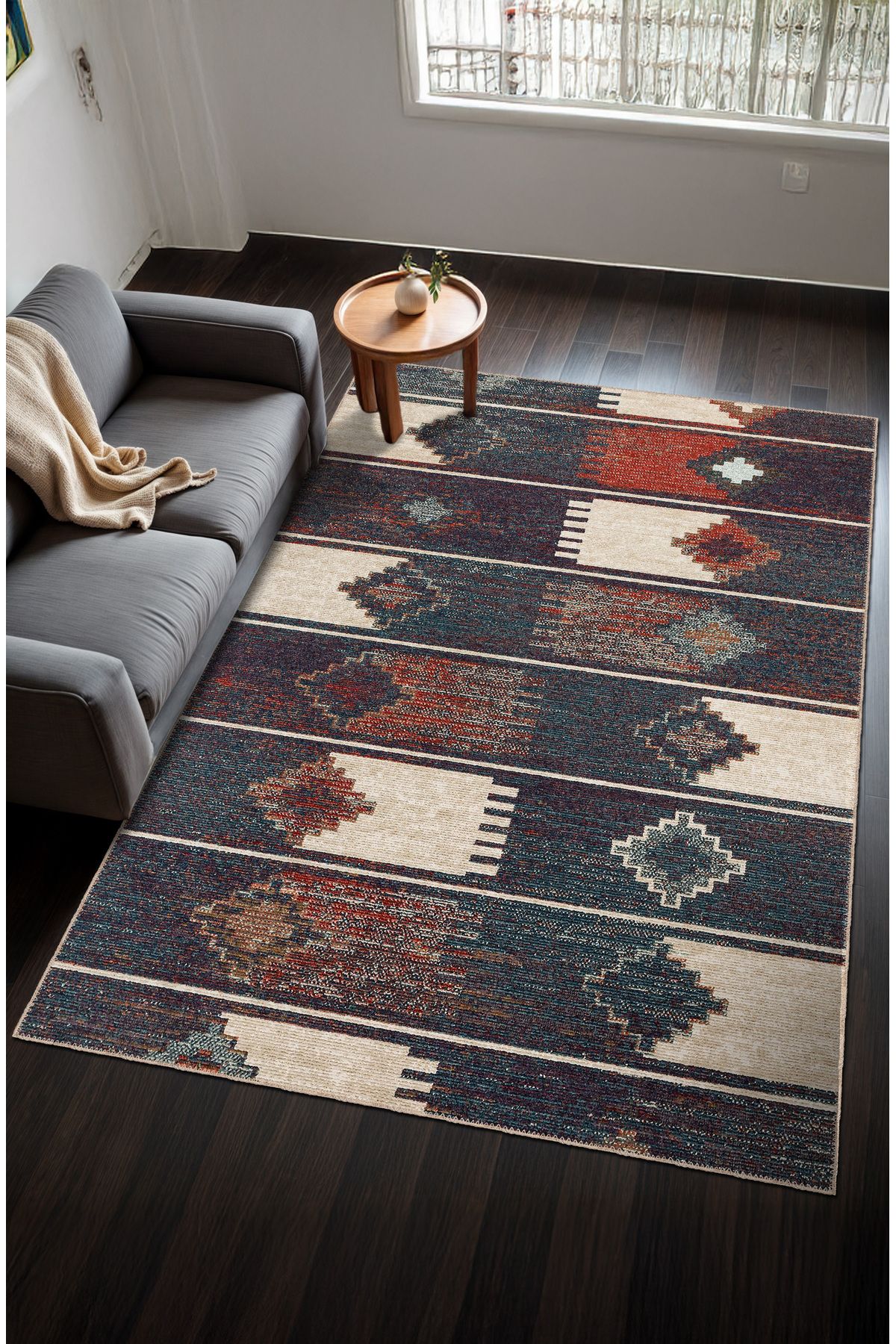 BigArts Home Makinede Yıkanabilir Kaymaz Taban Leke Tutmaz Etnik Salon Halısı Mutfak Halısı ve Yolluk
