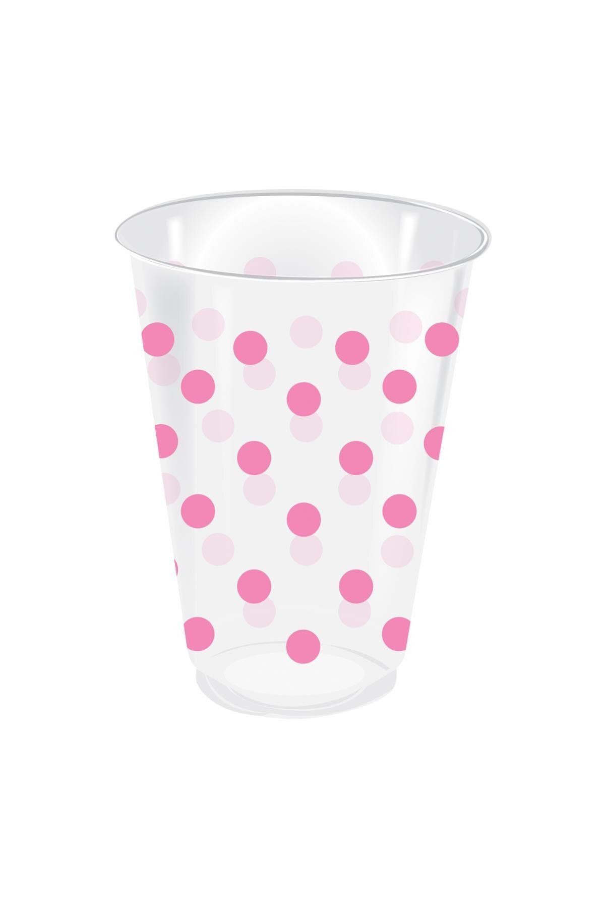supertrend Süpertrend Roll-up Plastik Bardak Pembe Puantiyeli Şeffaf 250cc 25li