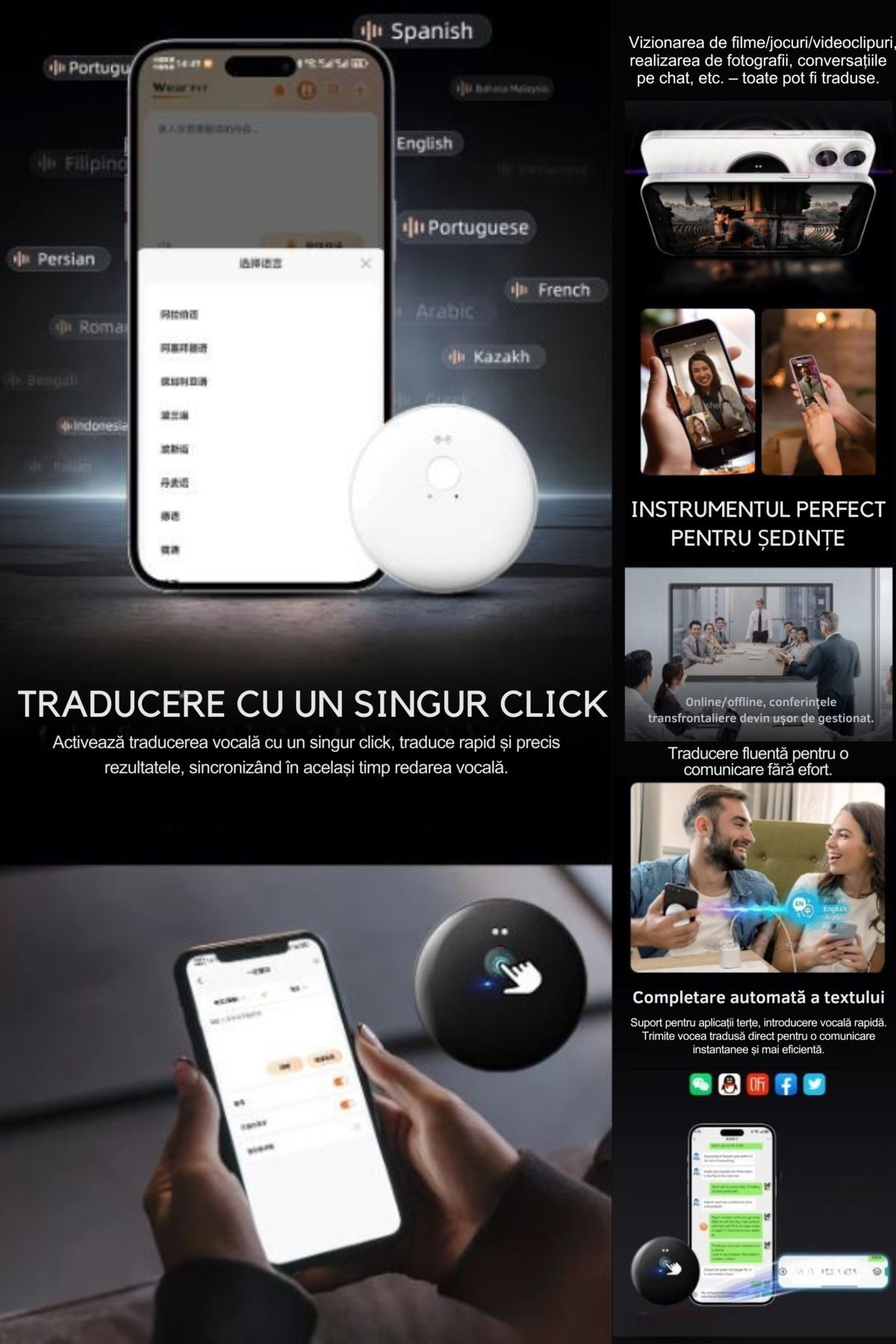 clickzu-Clickzu assistant for phone, magnetic attachment, translation 50+ languages: text/voice/images, summaries 5