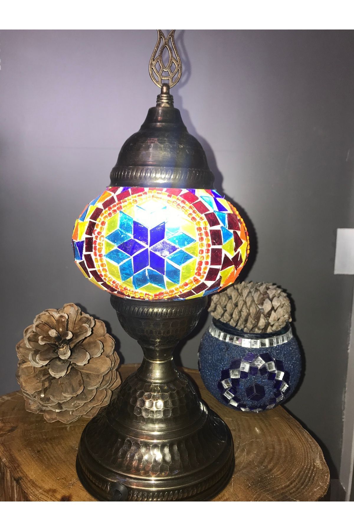 SerenityHaven Otantik El Yapimi Mosaic Abajur Mas Lambasi