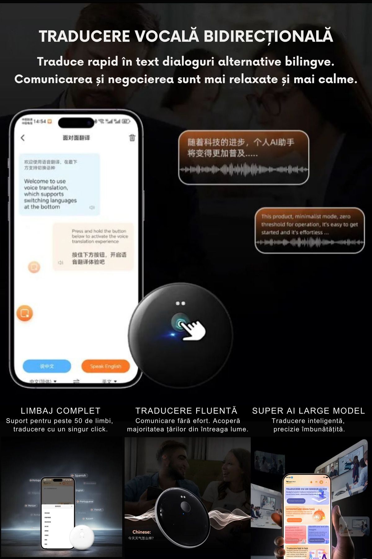 clickzu-Clickzu assistant for phone, magnetic attachment, translation 50+ languages: text/voice/images, summaries 8