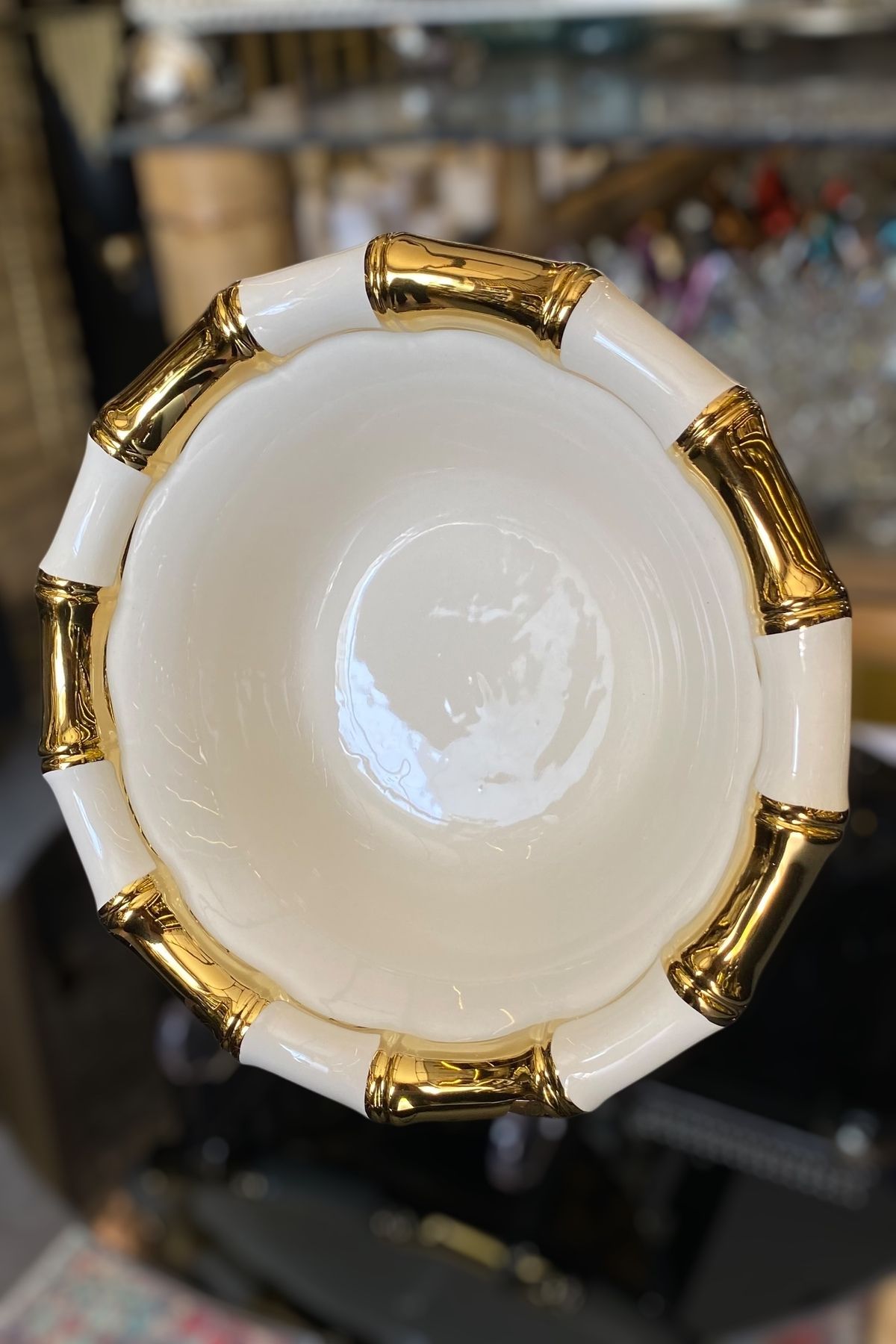 LEMİ DEKORASYON Gold Detaylı Porselen Bambu Sunumluk