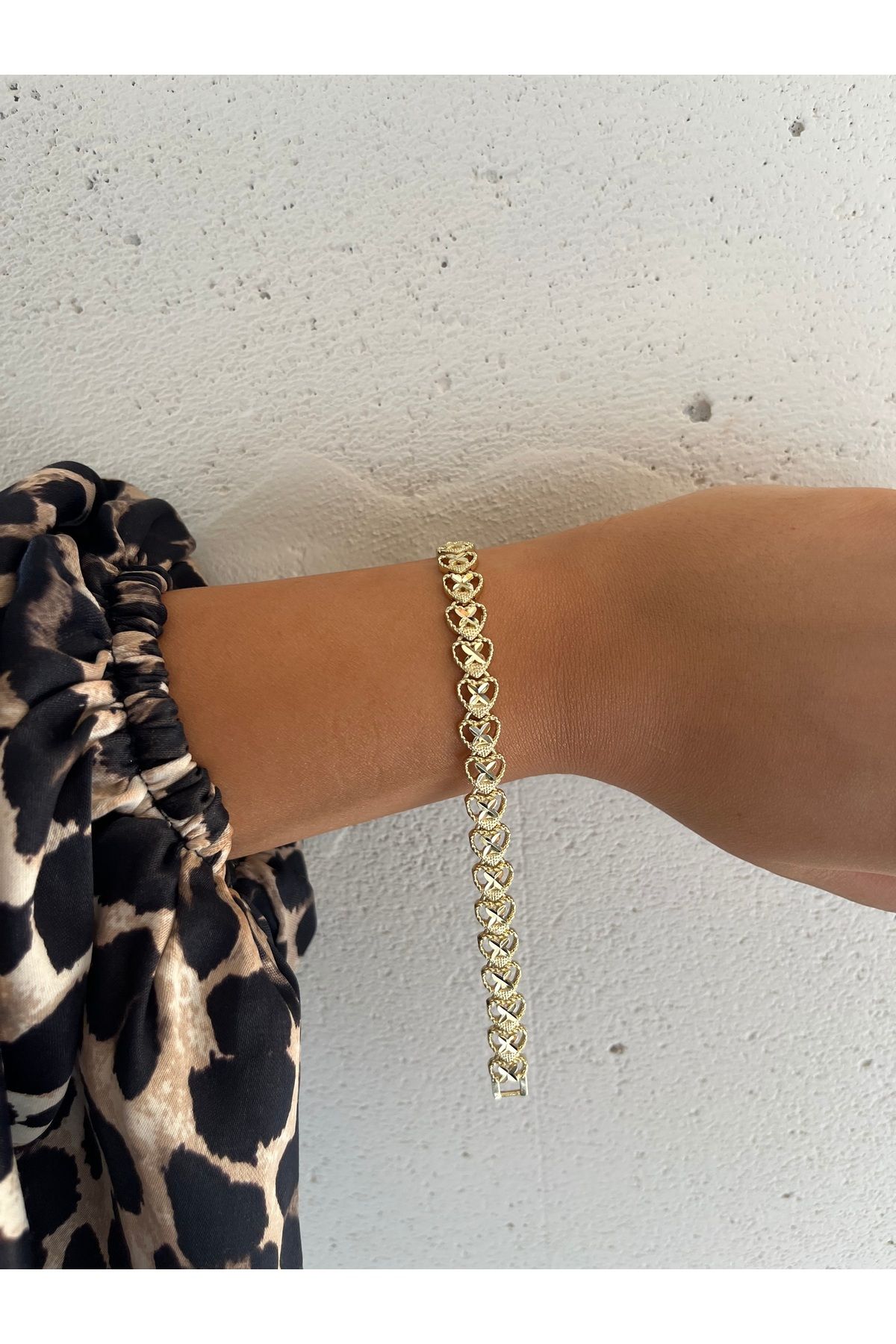 FASHİON JEWELRY 14 K Renk Kalpli&Çiçekli Çelik Kadın Bilekliği