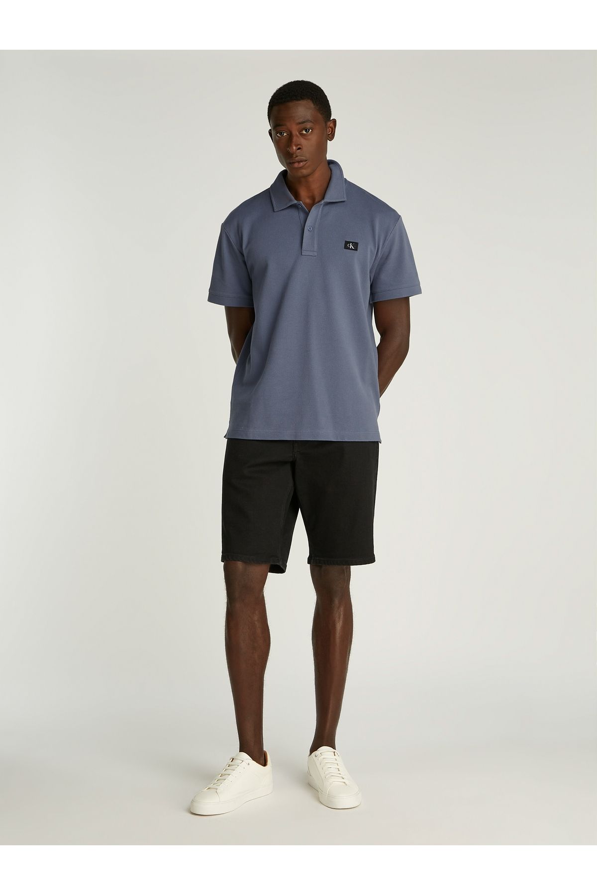 Calvin Klein-Calvin Klein Men Grisaille Woven Label Short Sleeve Polo T-Shirt 2