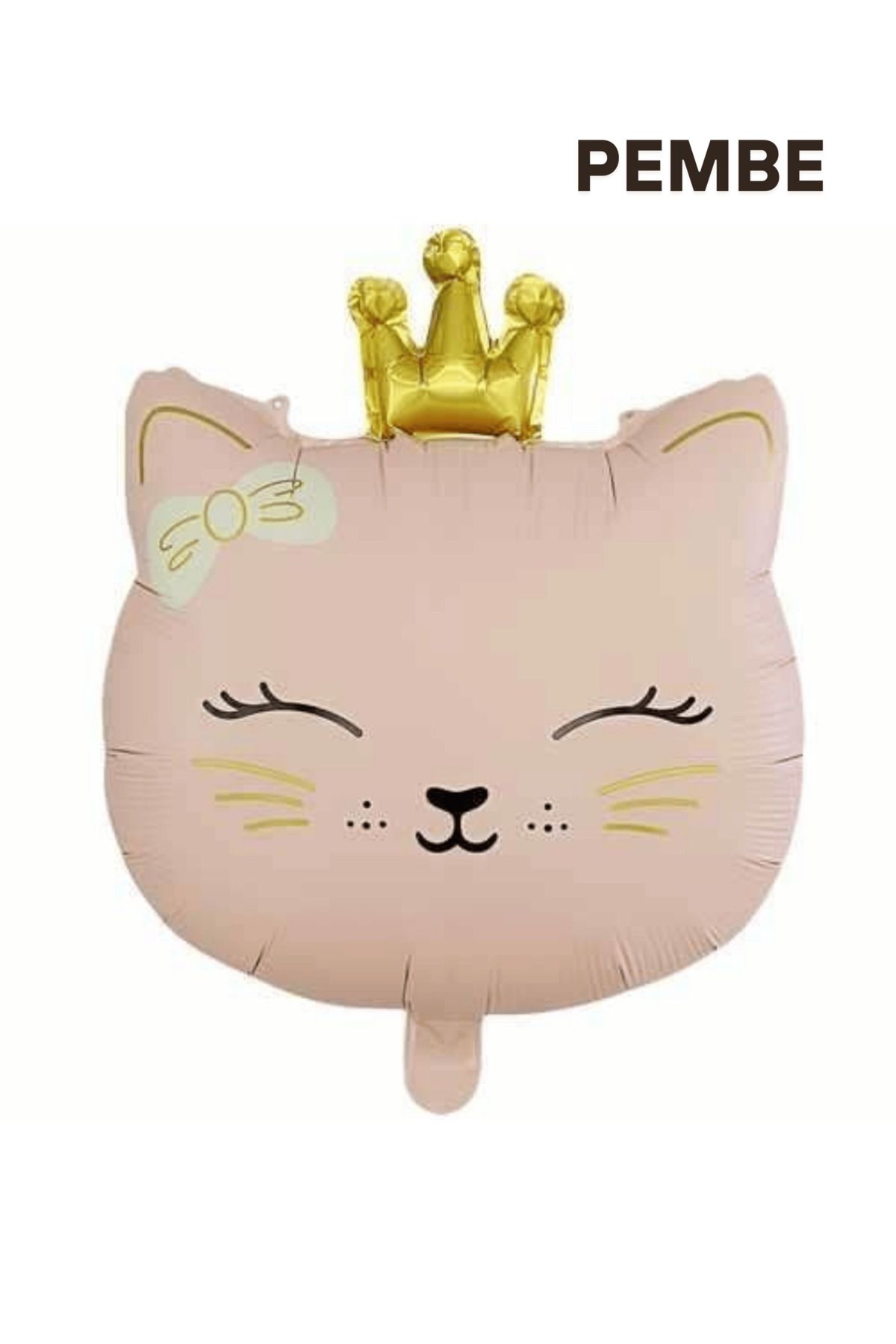 Mielibon Retro Kedi Kafa Folyo Balon 46x60 cm Taçlı Yüz Figürlü Parti Süsü