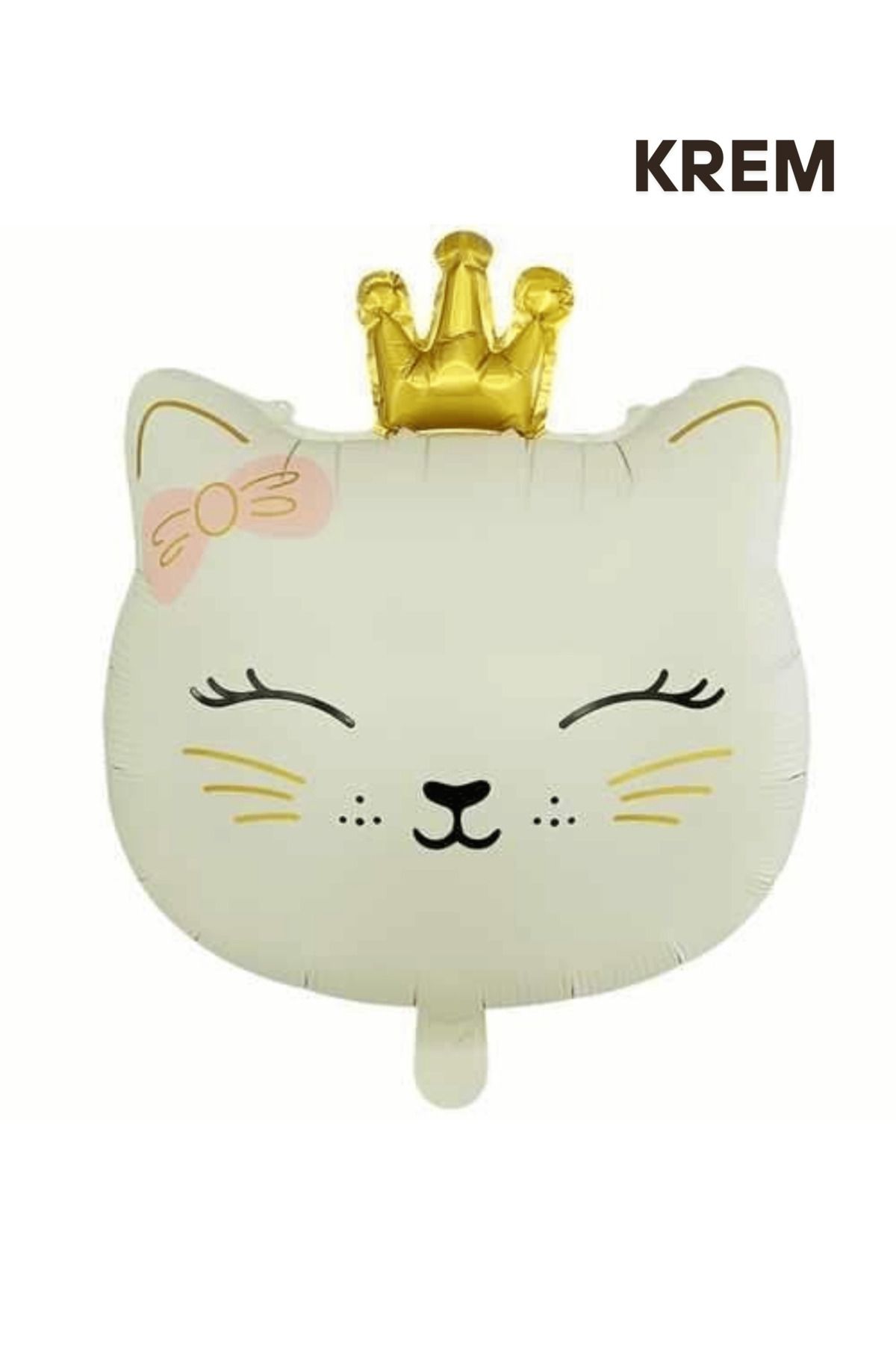 Mielibon Retro Kedi Kafa Folyo Balon 46x60 cm Taçlı Yüz Figürlü Parti Süsü
