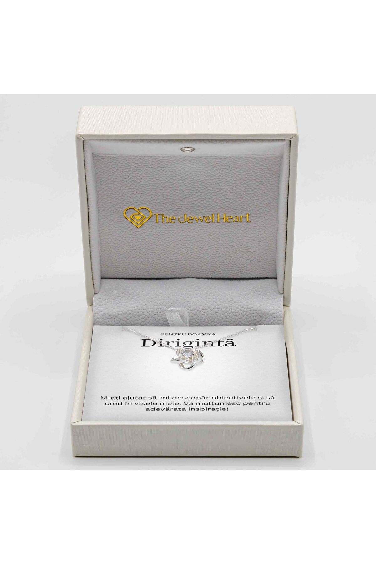 The Jewel Heart-Colier Cu Mesaj De Mulțumire – Cadou pentru Dirigintă, Argint 925 Rodiat, Cutie Cu LED 3