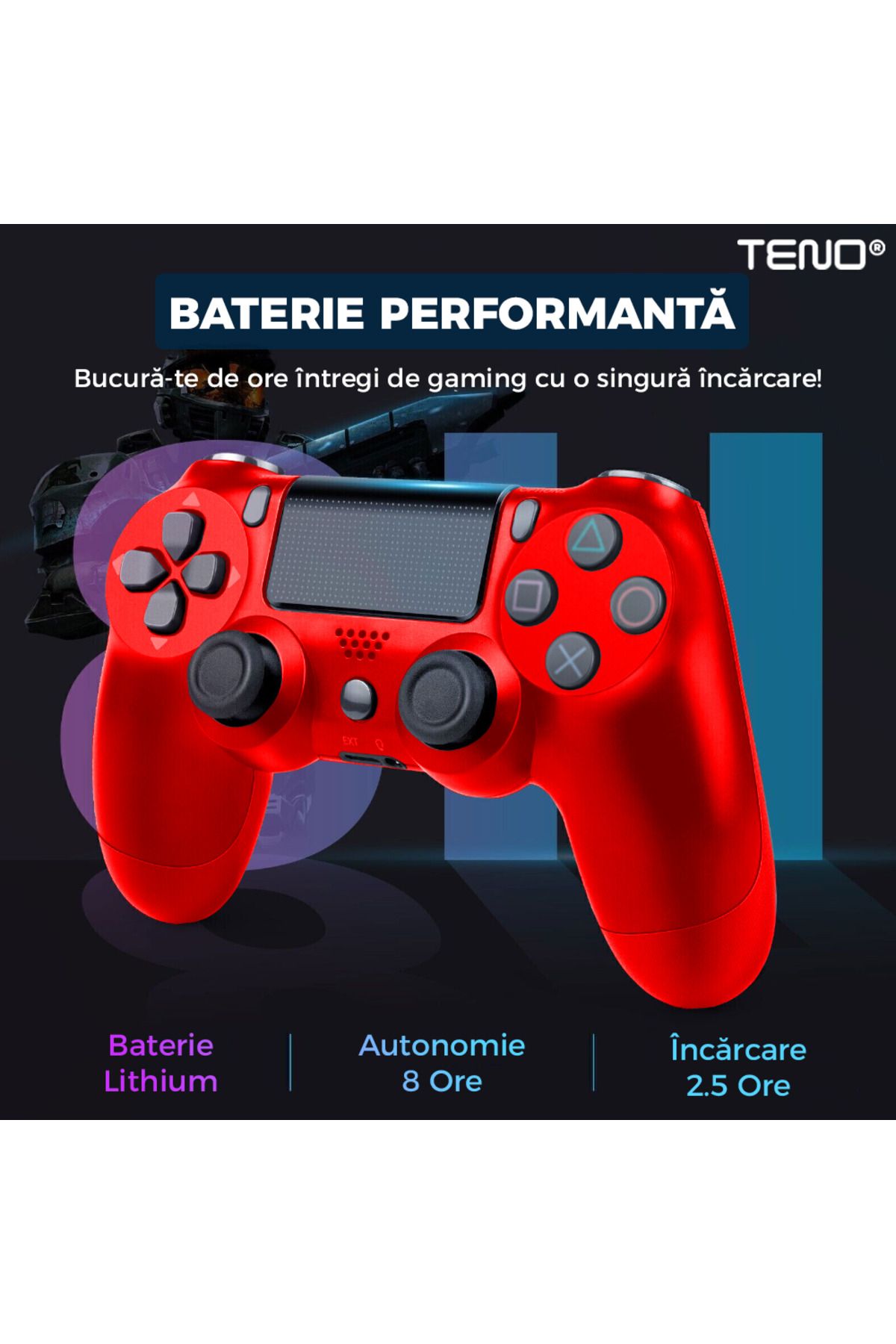 Teno-Wireless Controller For Console, Compatible Ps4/Ps5/Xbox/Switch/Pc, Red 5