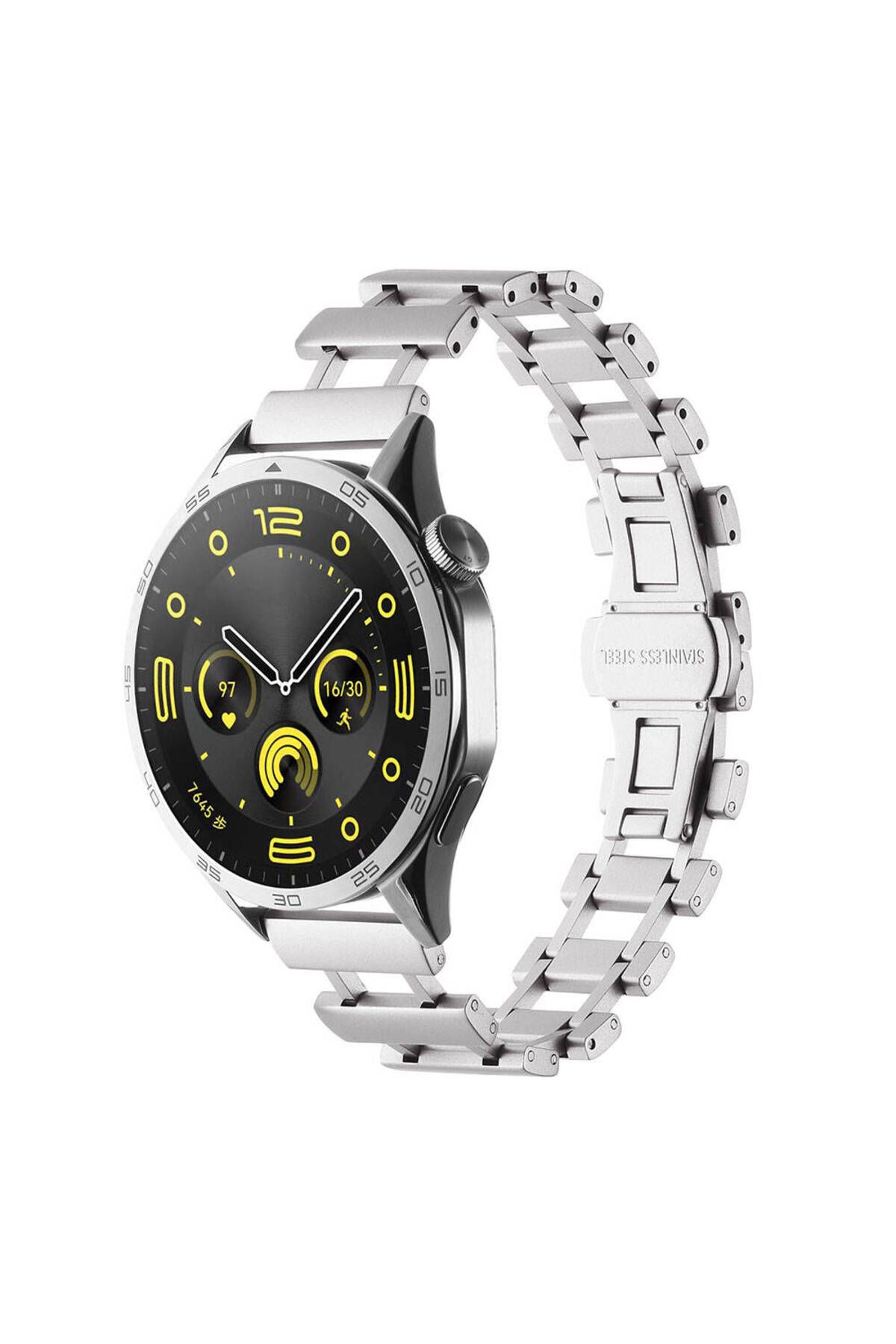 Kılıfist Galaxy Watch 46mm Uyumlu KLFS- KRD-96 22mm Metal Kordon-Gümüş