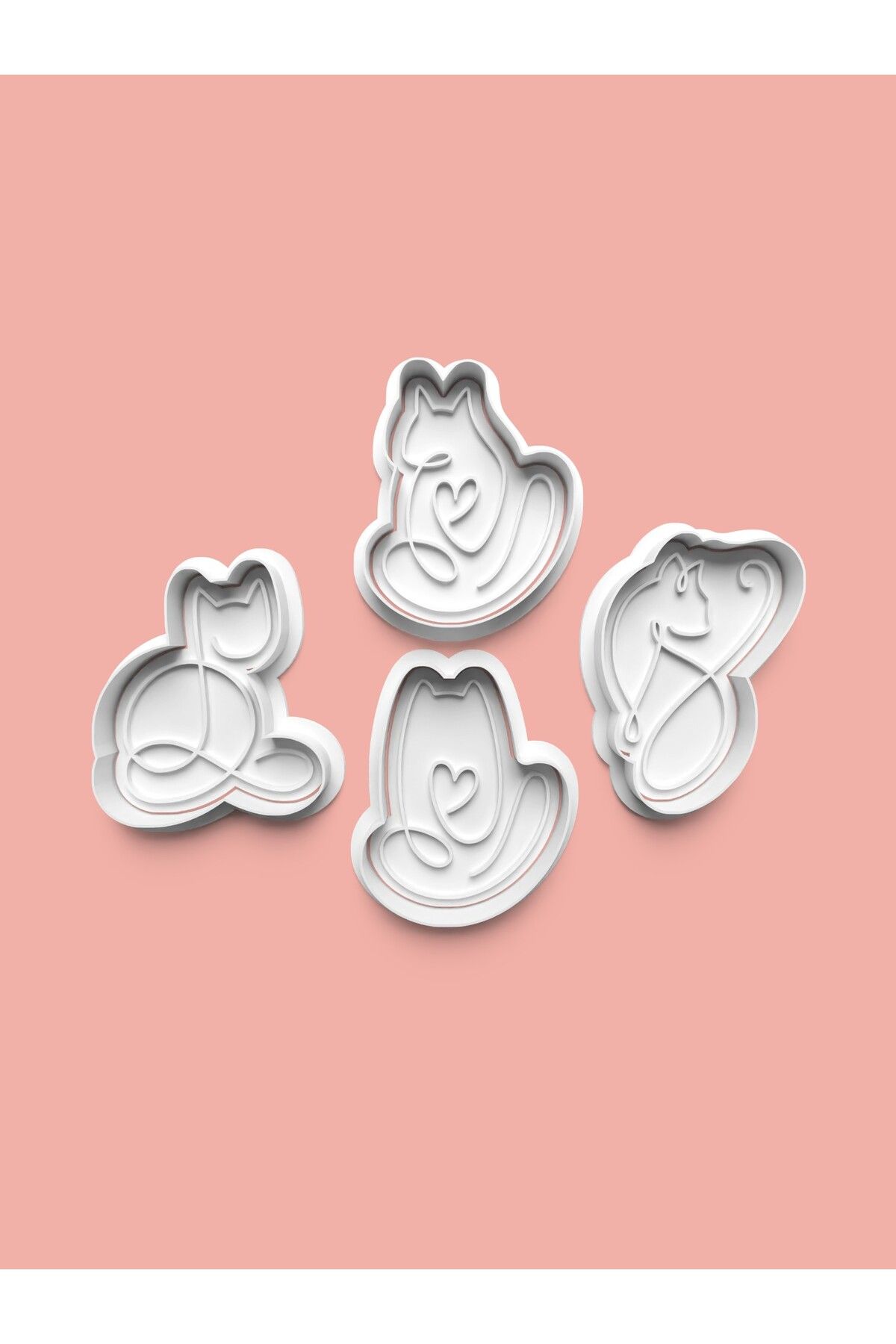 AKTASTORE Sanatsal Kedi Kurabiye Kalıbı 4'lü set