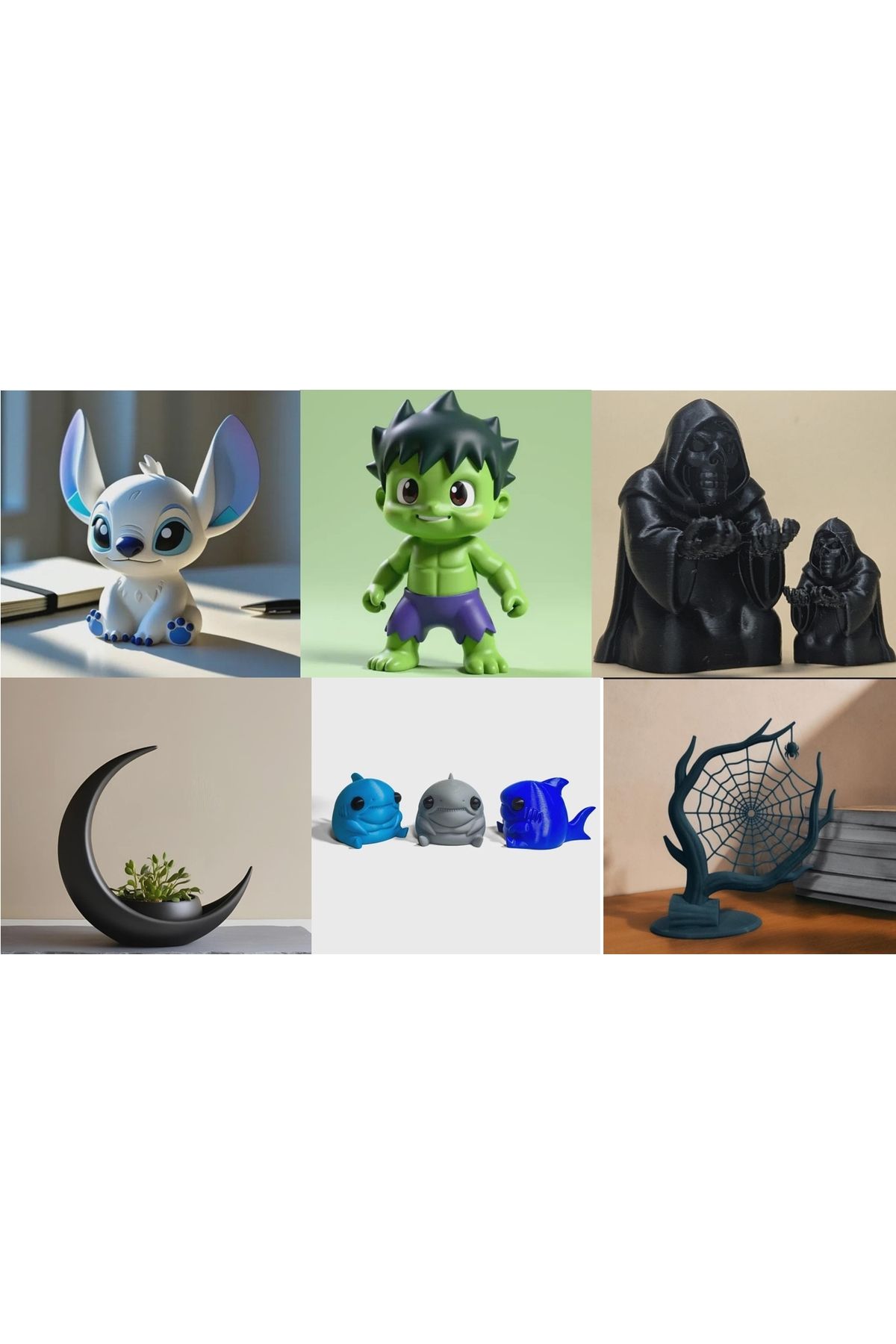 herseyvar 6 ADET KARAKTER 3D BASKI STL DOSYASI