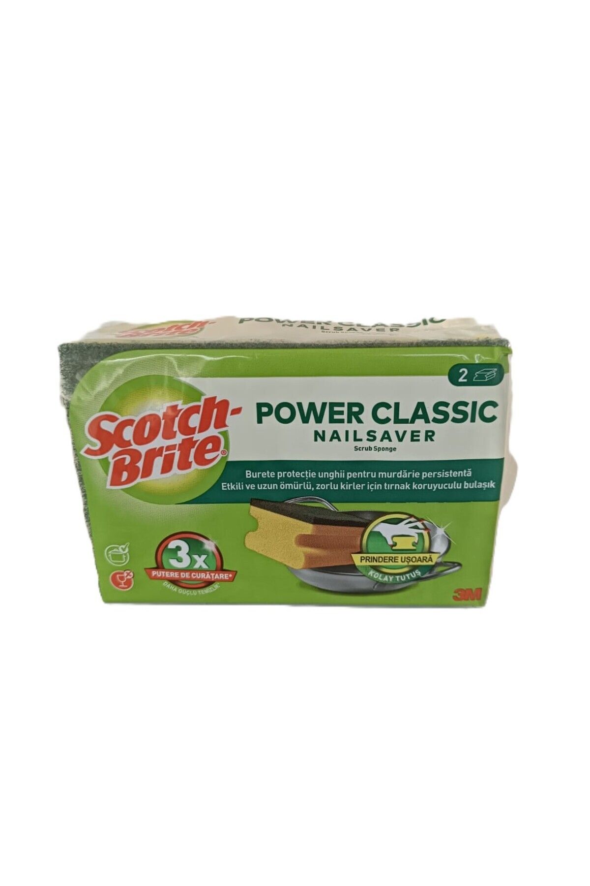Scotch Brite SCOTCH BRİTE POWER CLASSIC 2'Lİ SÜNGER X 2 PAKET / Tırnak Koruyuculu