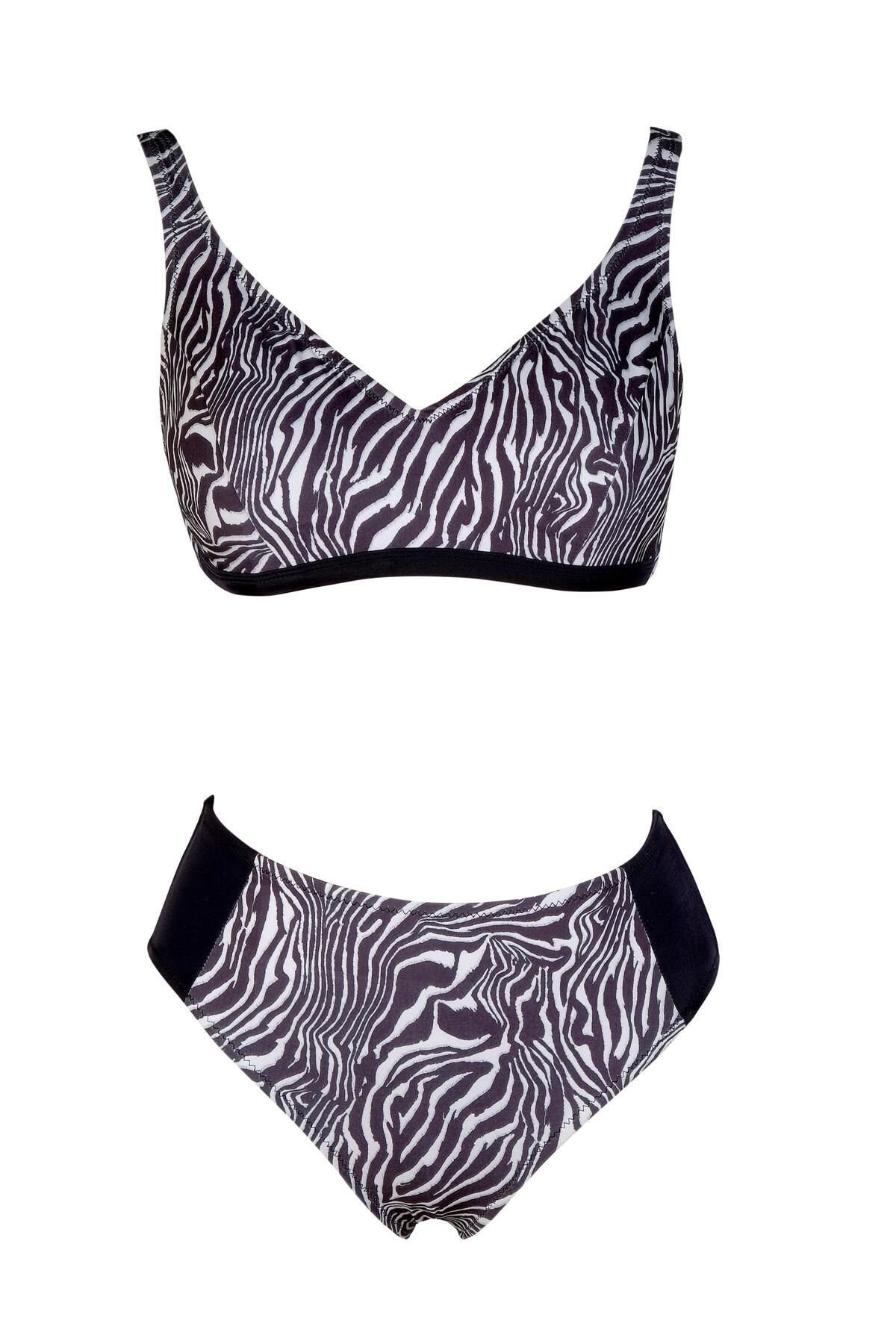 Endeep Beria Kadın Zebra Desenli Toparlayıcı Bikini Takımı