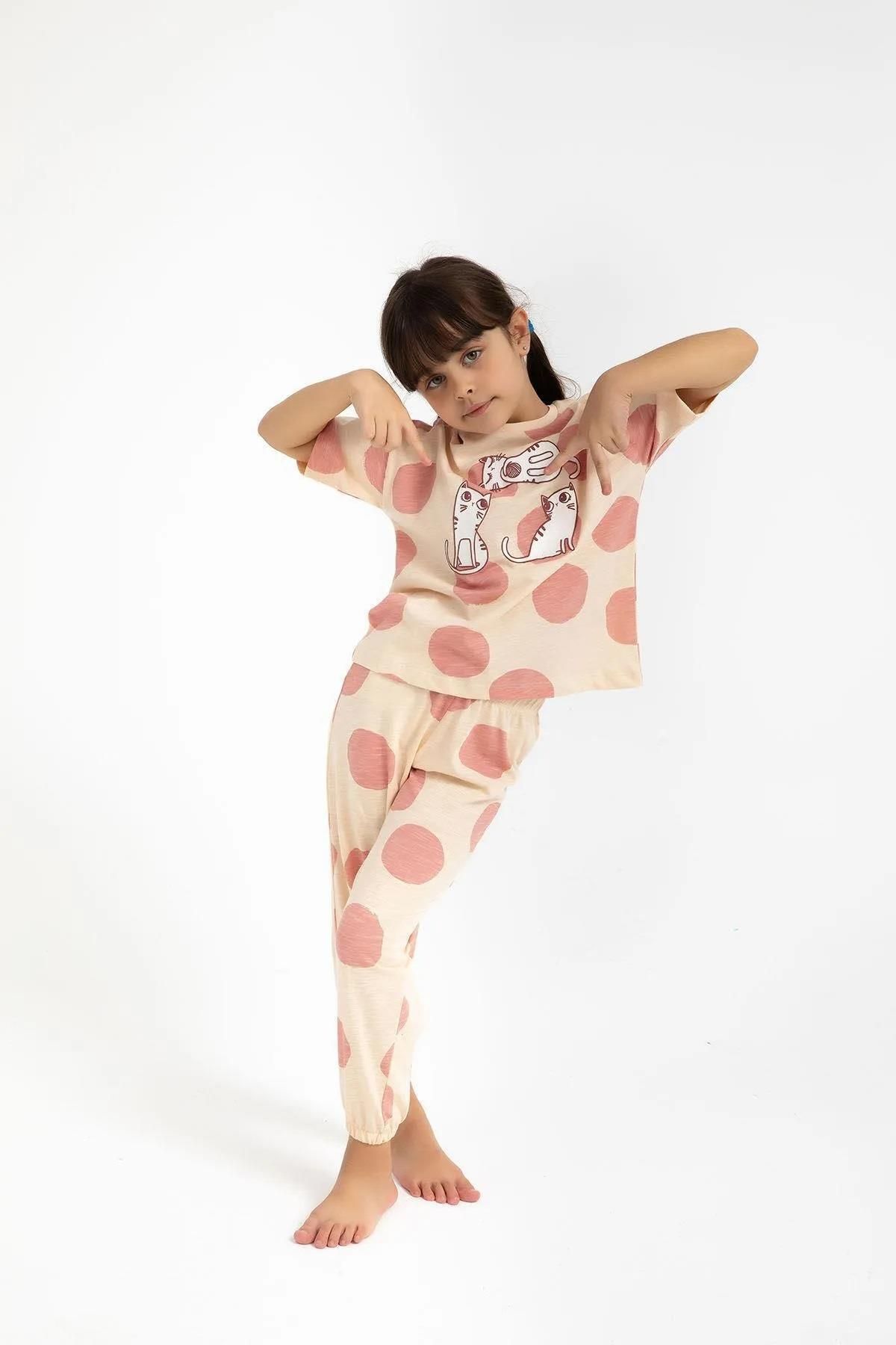 ROLY POLY-2790-g Cat Patterned Pajama Set with Elastic Legs (Mother and Daughter Can Be Combined) 3