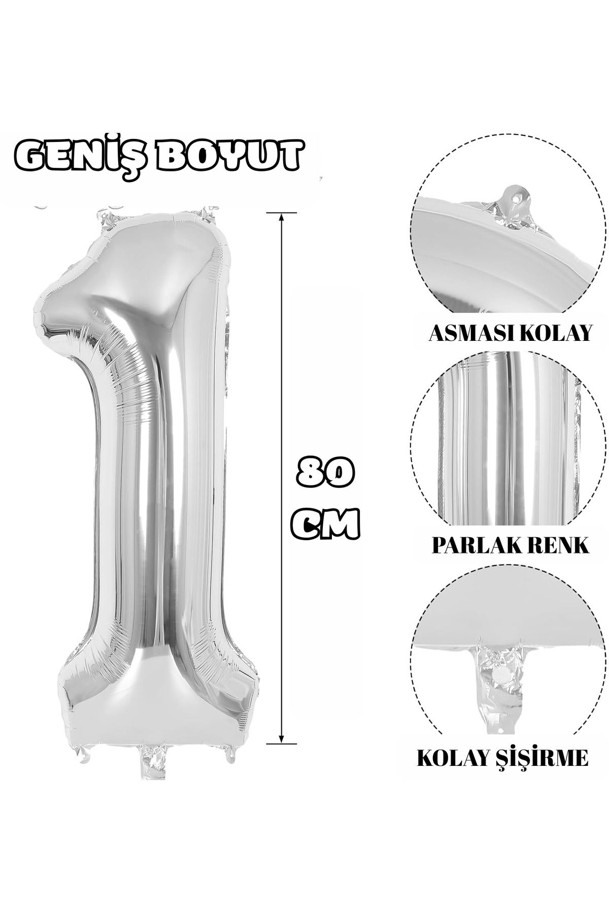 UVERTE 1 Yaş Gold Altın Folyo Balon Doğum Günü ve Parti Balonu 34 İnç 76-80 cm