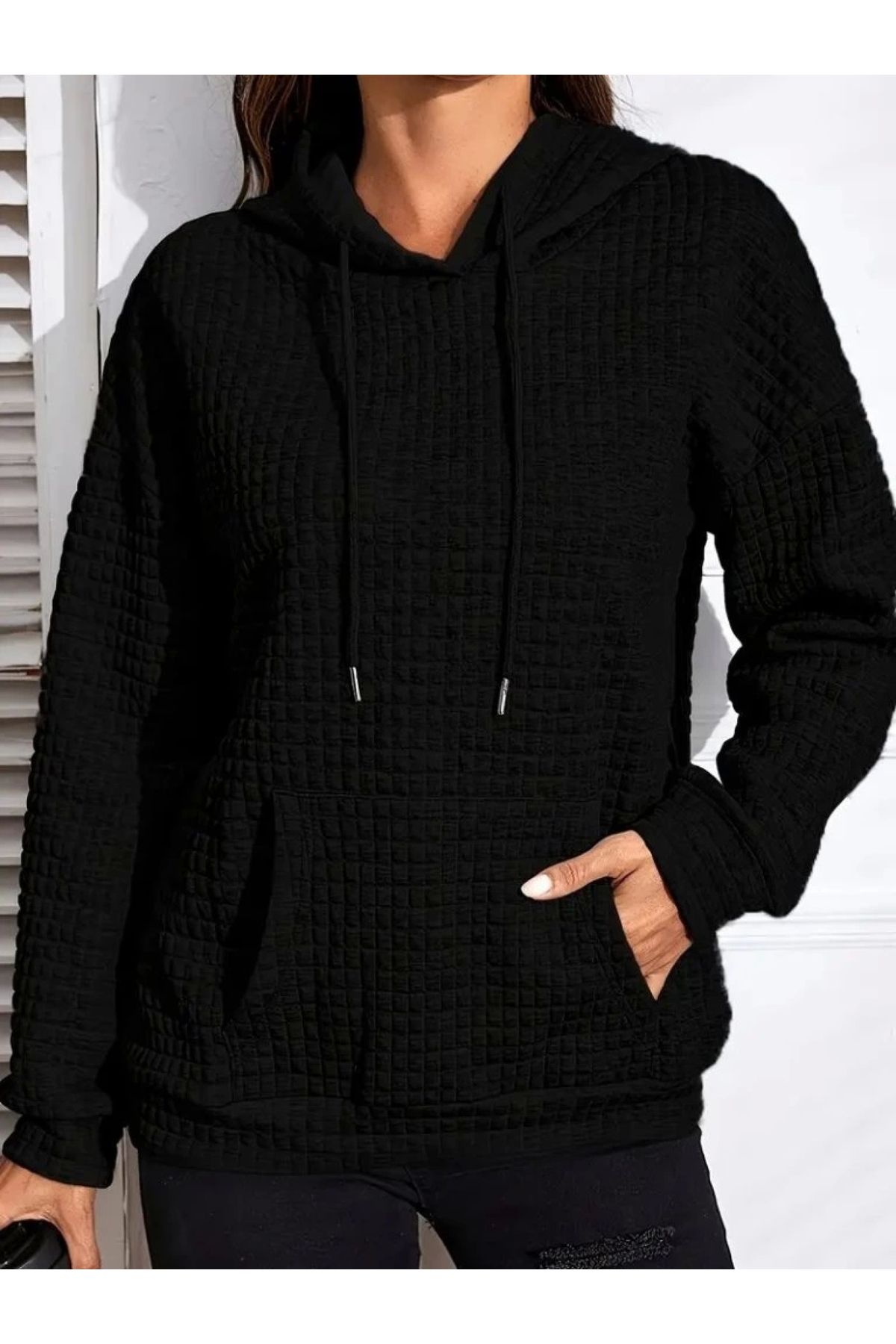 POLEXP Kadın Kapşonlu Cepli Capitone Sweatshirt