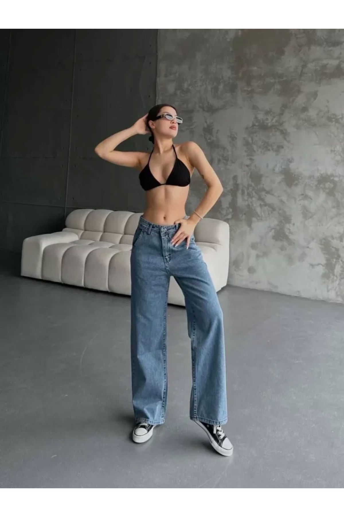 POLEXP Mavinin Zarafeti: Palazzo Tarzı Jeans Pantolon