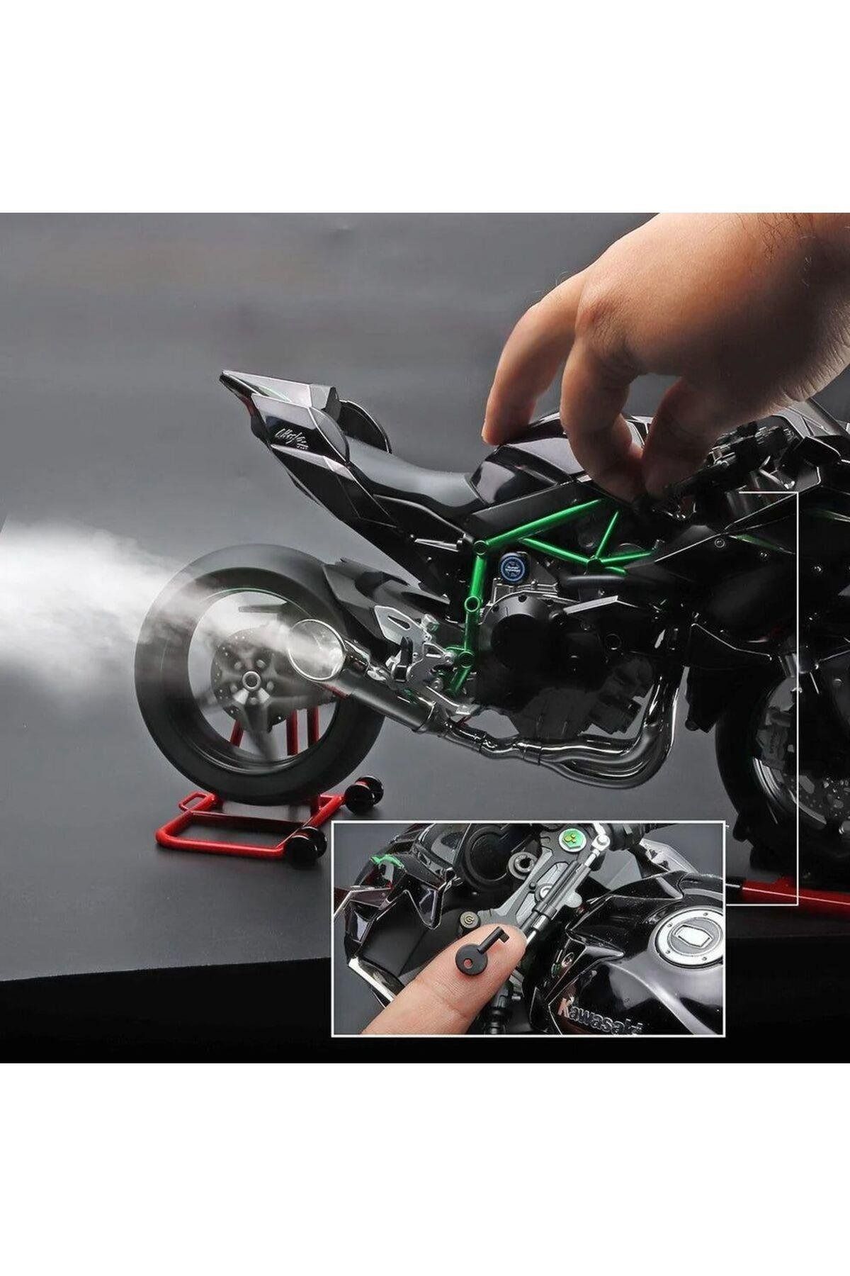 Marsel oyuncak KAWASAKİ H2R 1/6 MOTOR MAKET - İSİKLİ SESLİ BENZİNLİ EGZOZ DUMANLİ (VİDEOYU İZLEYİN)
