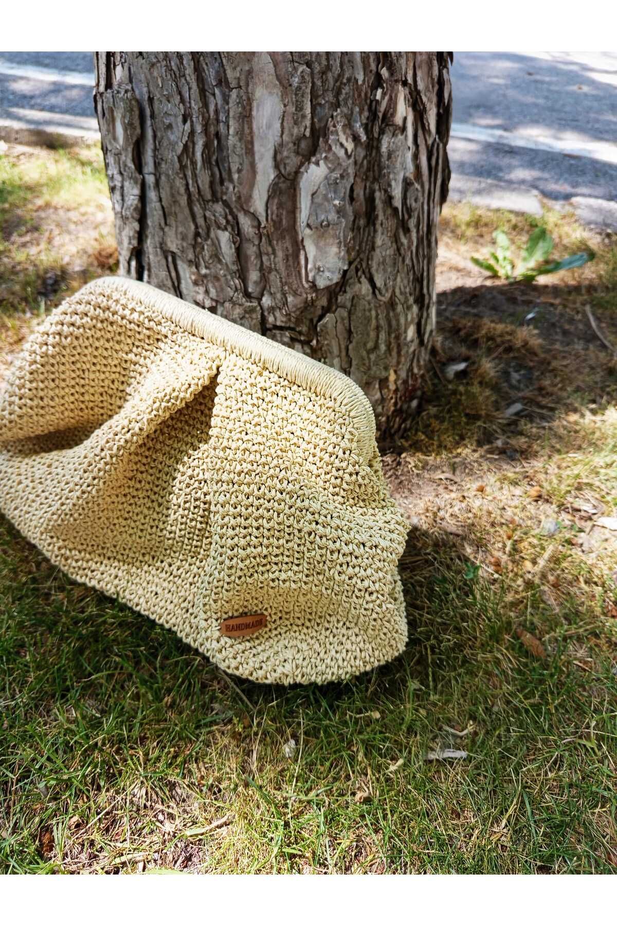 Melonndesign Astarlı burslu el örgüsü tasarım Çanta