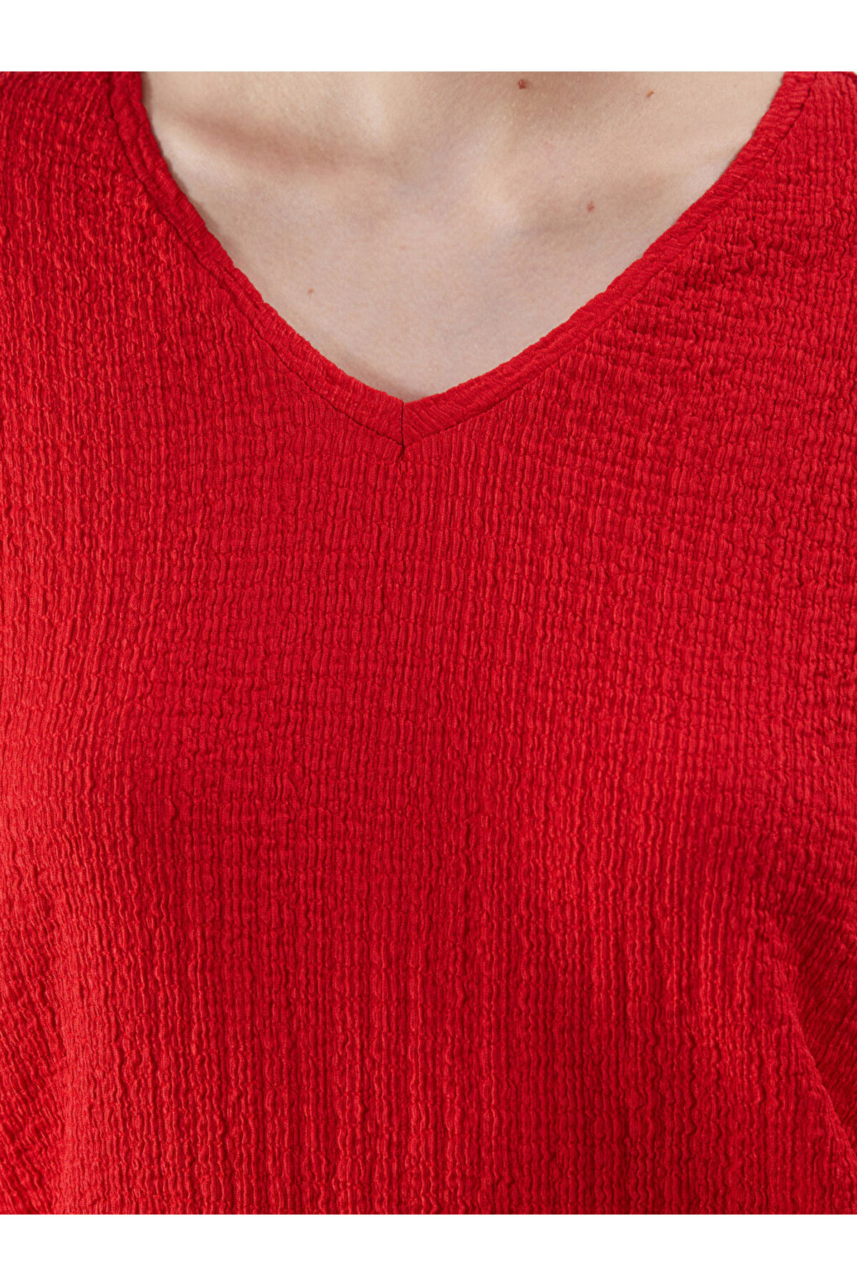 LC Waikiki-New Season V-Neck Textured Women's T-Shirt - S5Fp60Z8 3