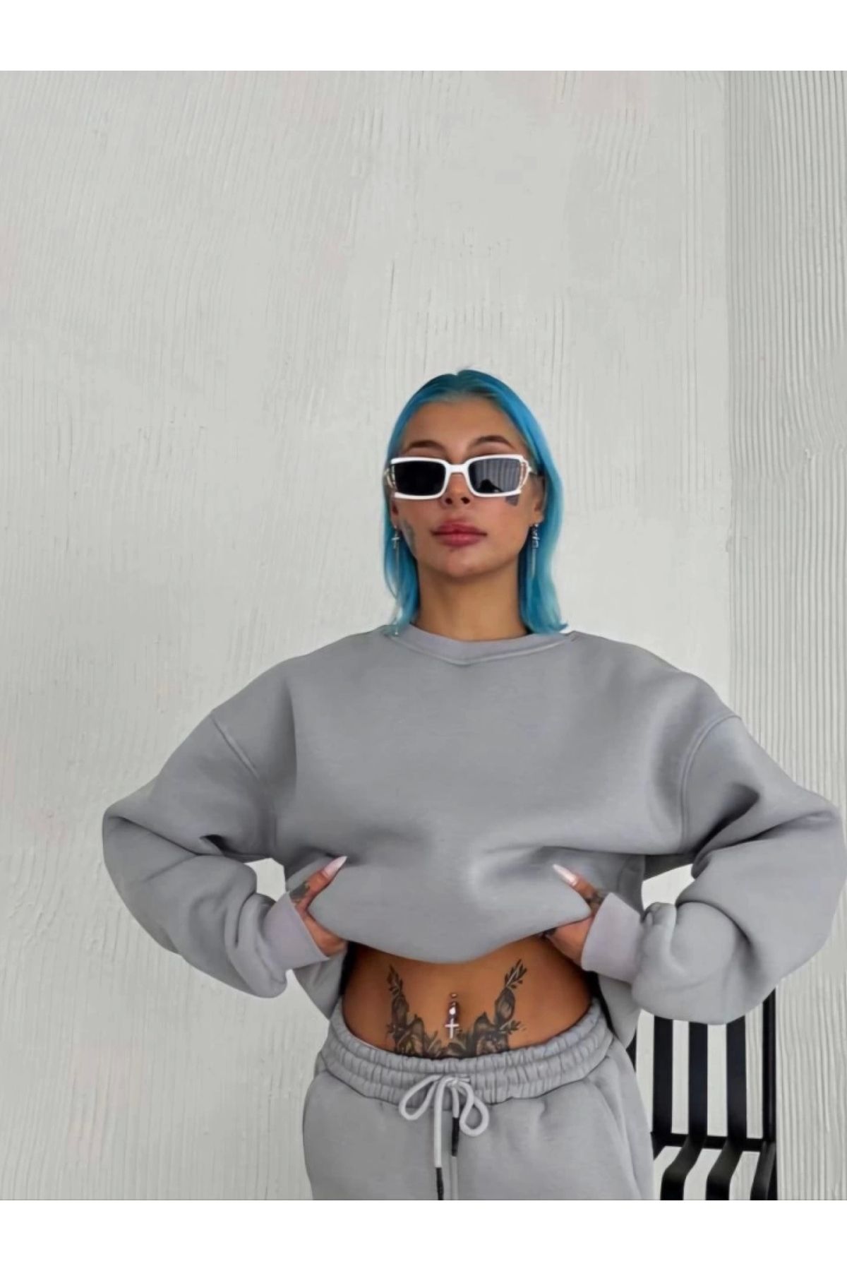 POLEXP Gri Kışlık Yaka Sweatshirt