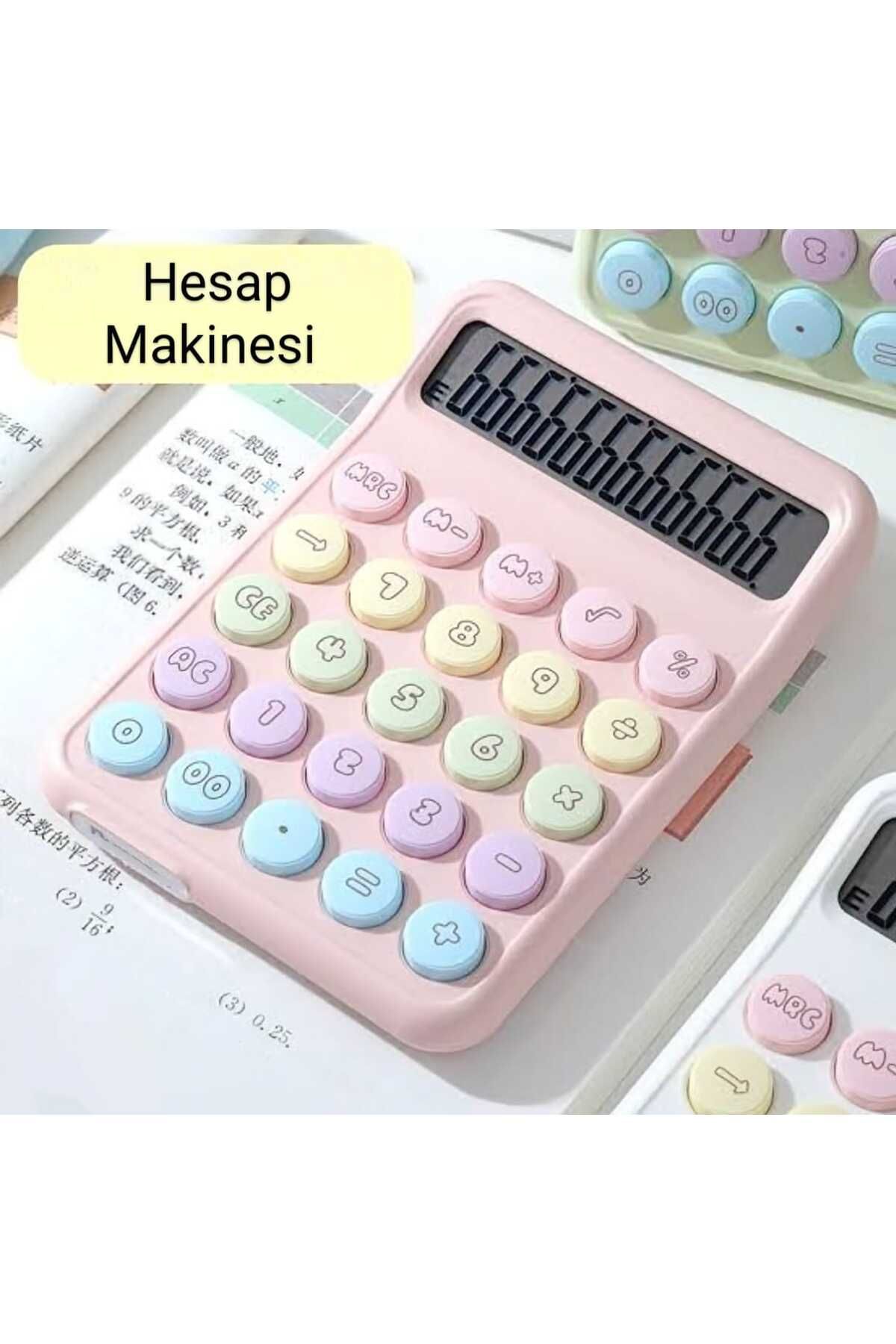 lawrenceshop Çok Fonksiyonlu Pembe Masaüstü 12 Haneli Hesap Makinesi - Açılı Geniş Ekran - Renkli Tasarım