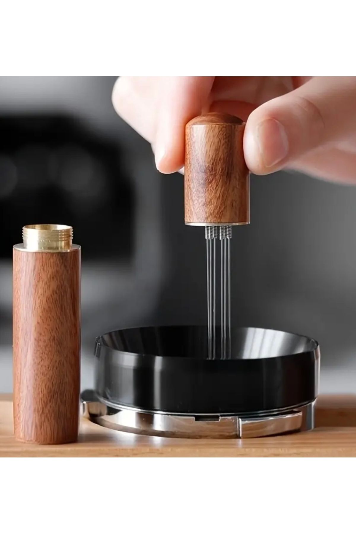 BrownBliss Ahşap Saplı Espresso Karıştırıcı Kapaklı
