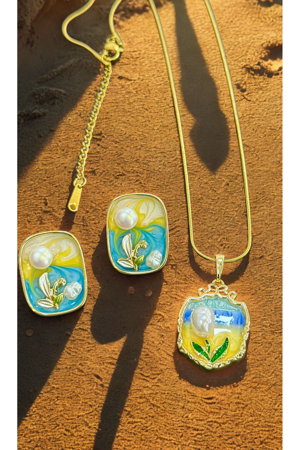 FERİHA DESING ✨ Kolye + Küpe Set / Zarif Çiçek Seti
