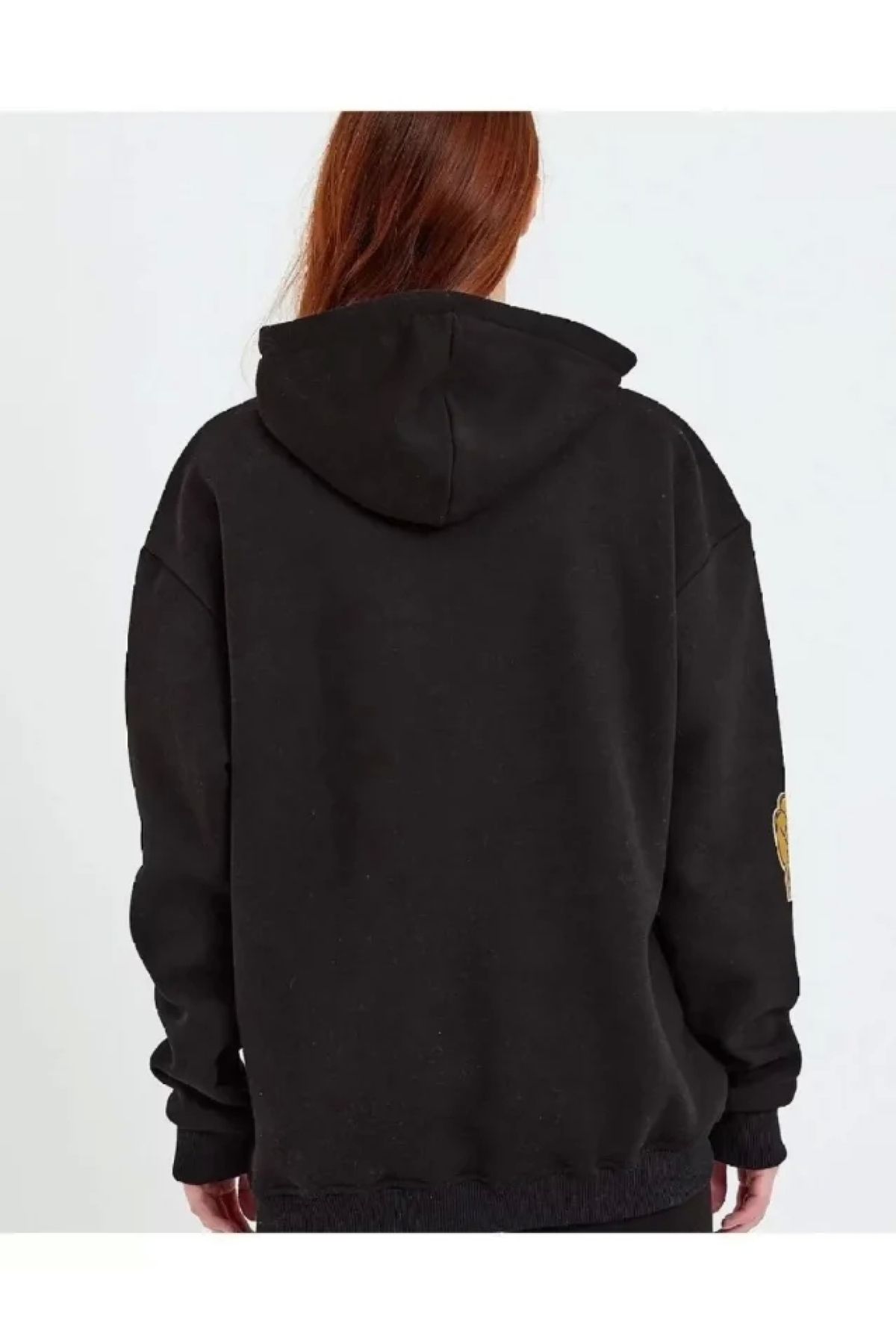 POLEXP Siyah Baskılı Kapüşonlu Sweatshirt