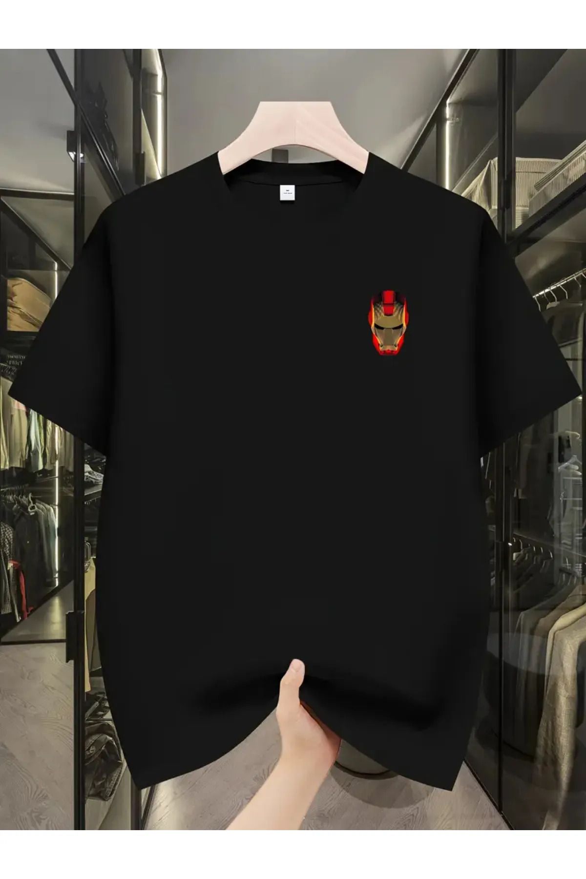 Koklonmoda Büyük Beden Unisex IronMan Baskılı Oversize T-Shirt
