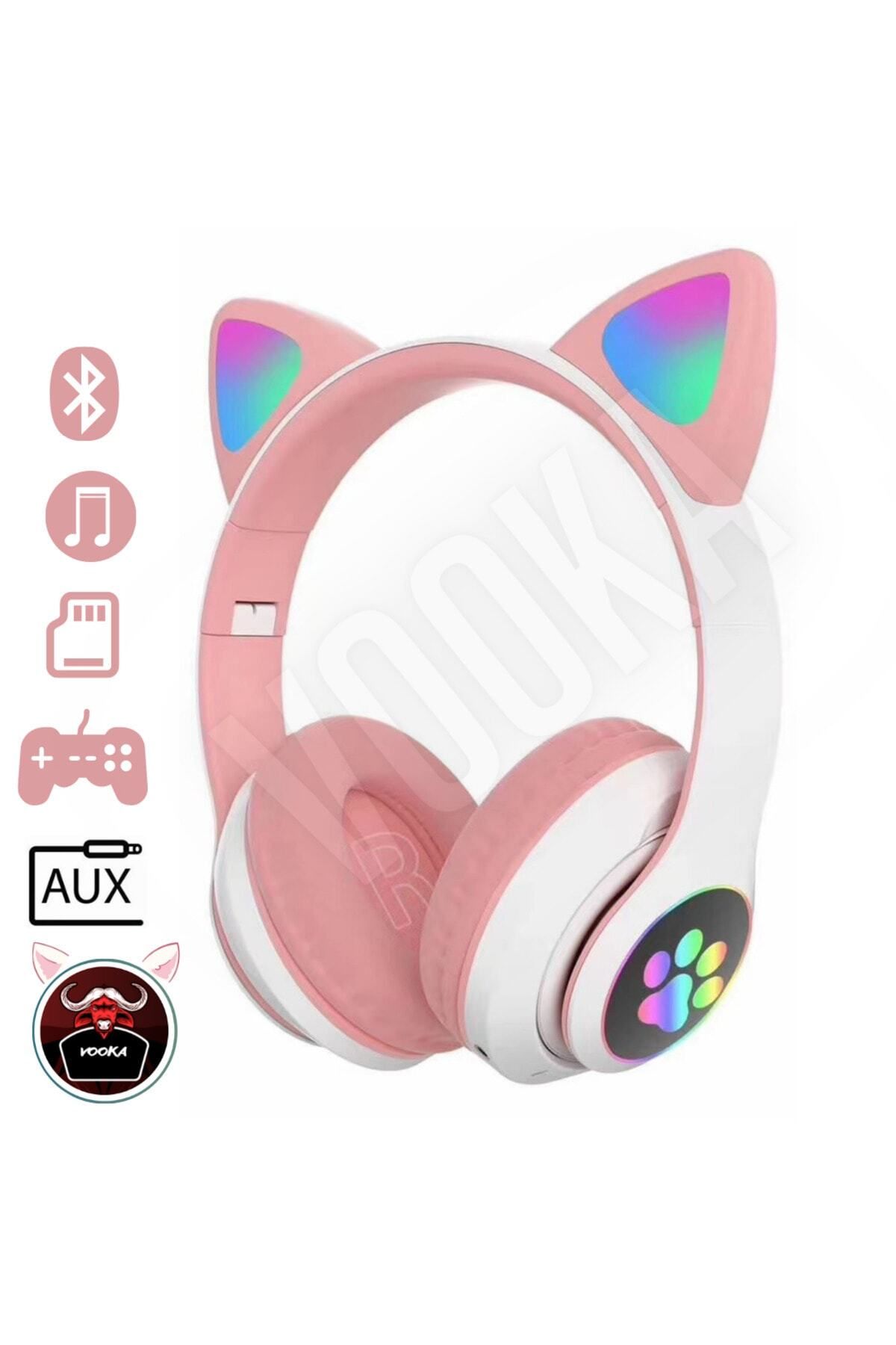 Kensa Vilya Bluetooth Wirelles Kedi Kulaklık Çocuk 5.0 Rgb Ledli Patili Kulaklık Renkli