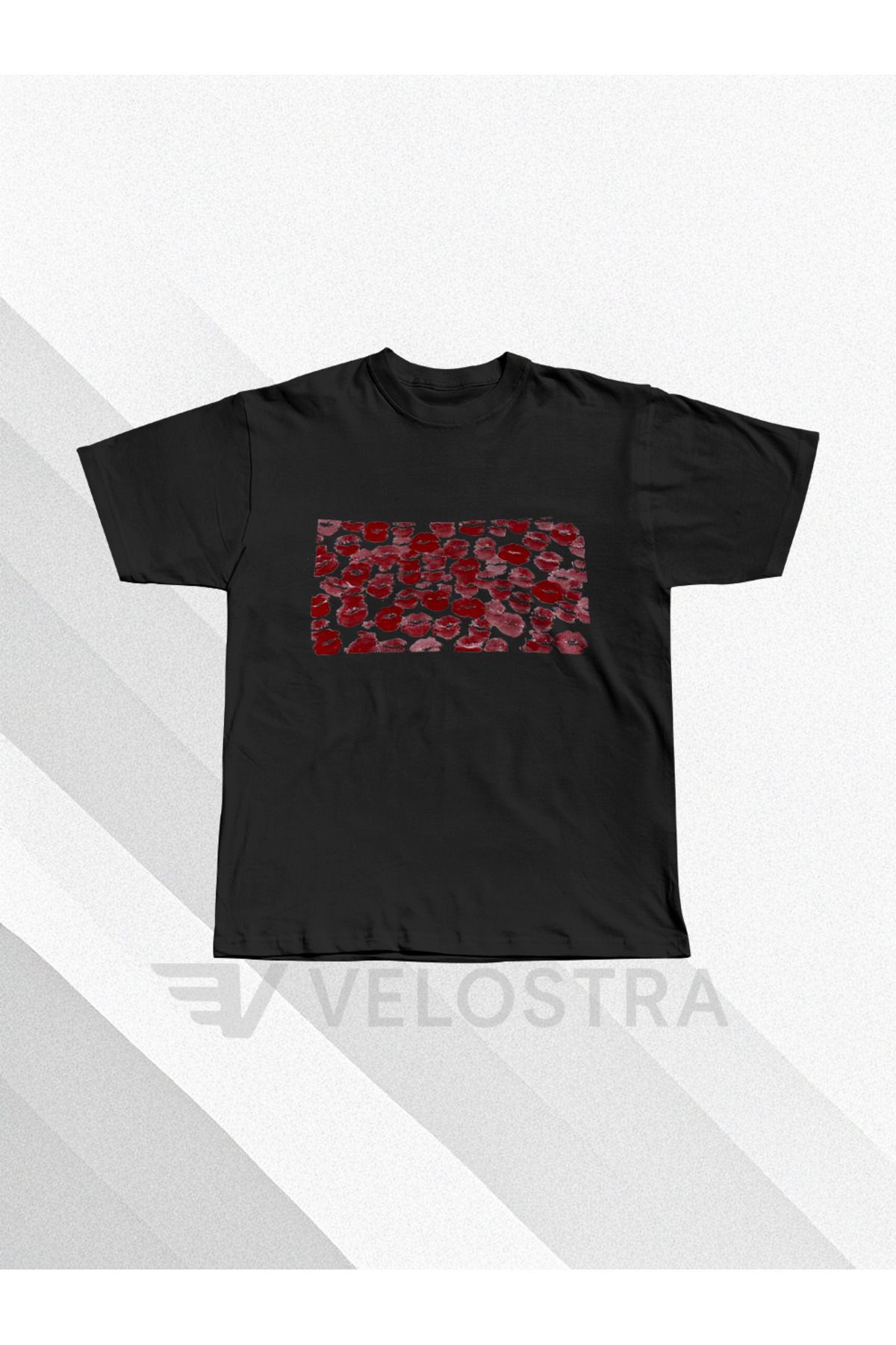 Velostra Unisex Öpücük baskılı Oversize T-shirt