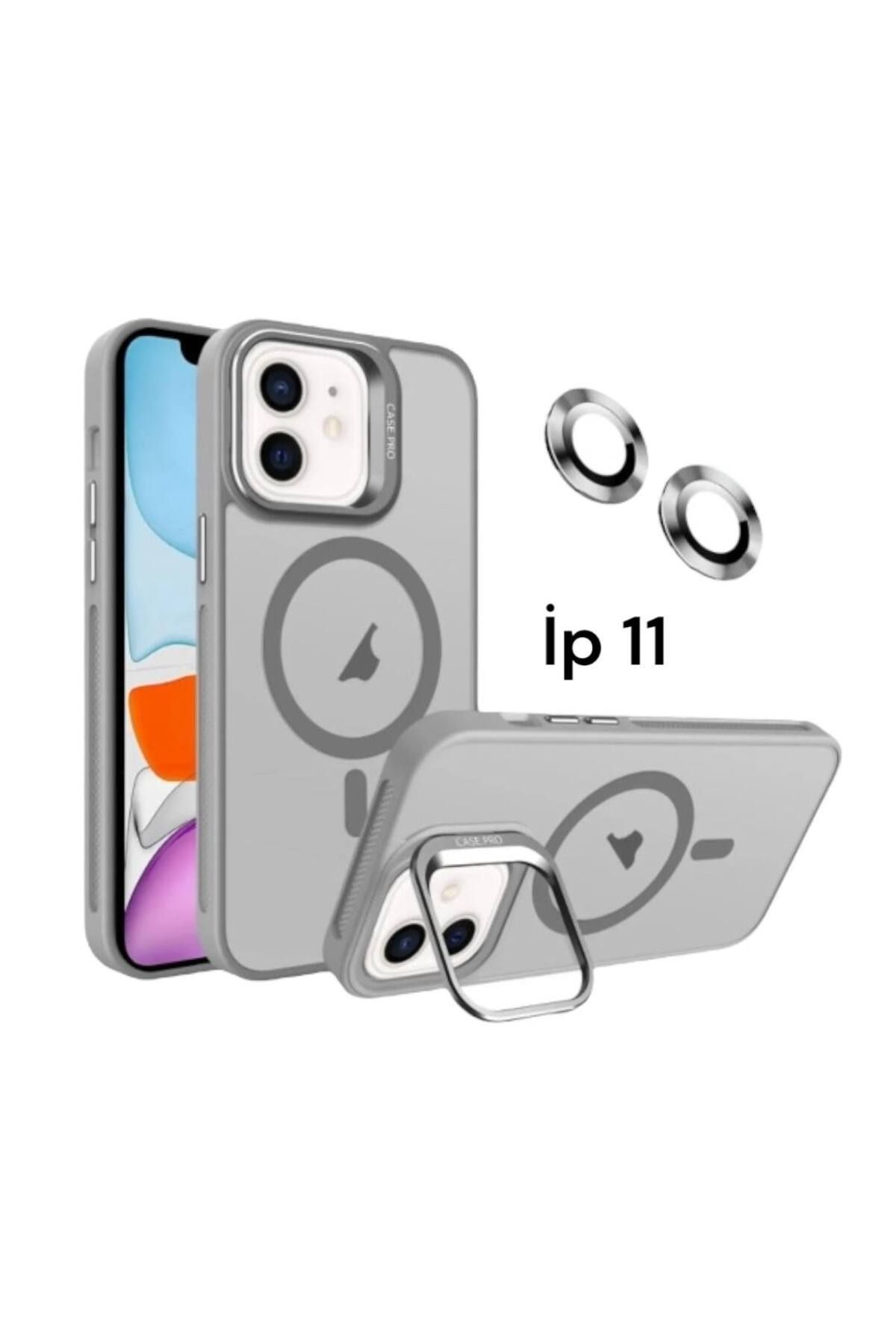 Bruntoo BR Apple İphone 11 Uyumlu Mat Serisi Standlı Kapak Magsafe Kılıf +Lens Koruma .