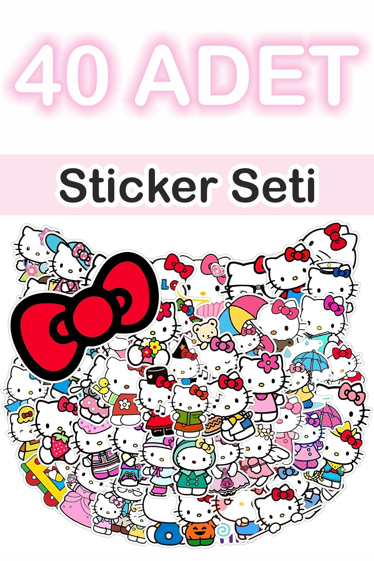 Grafikup 40 Adet Sevimli Kedi Sticker Seti - Kalem Laptop Defter Suluk Etiketi
