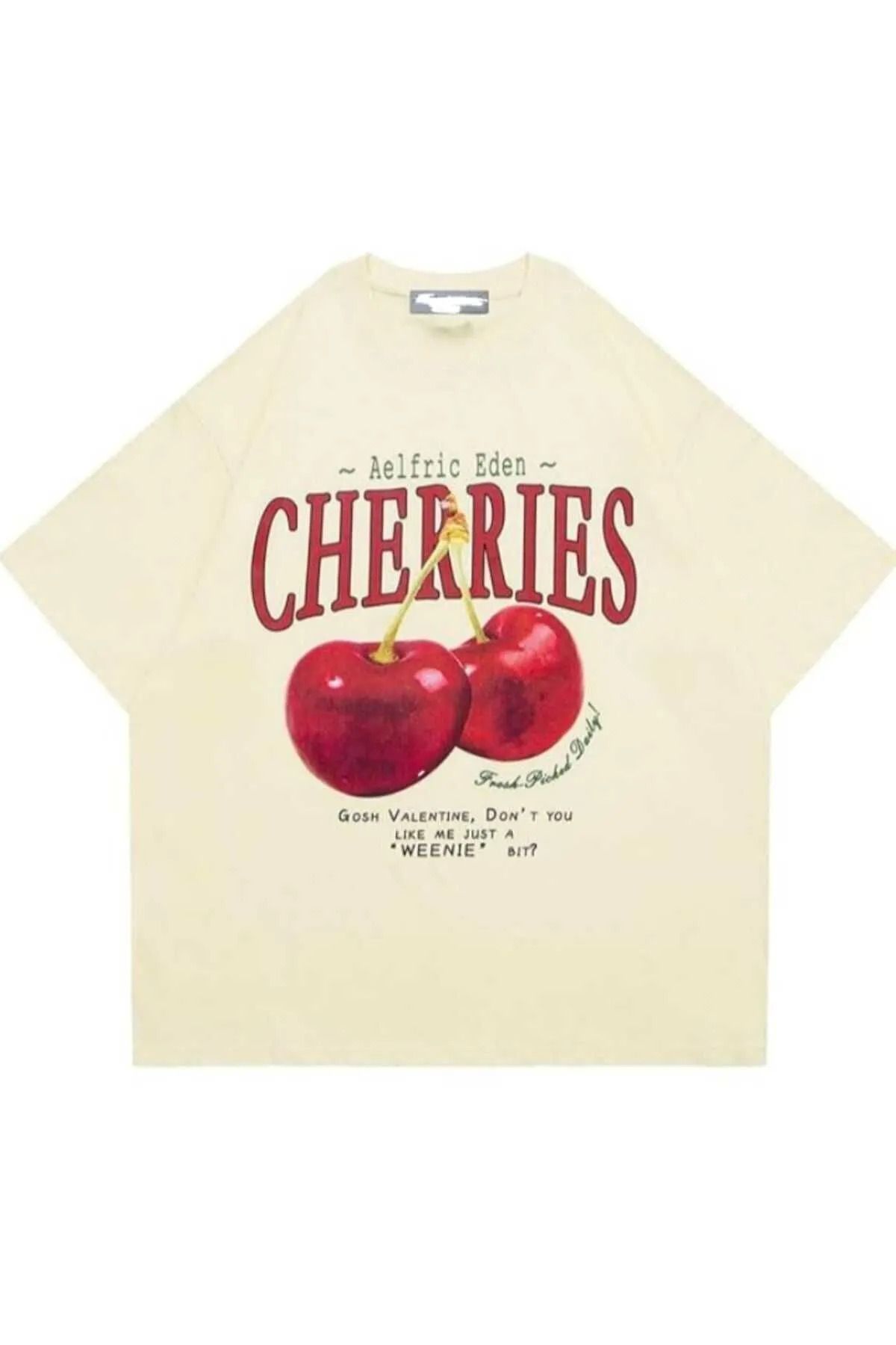 Lagertha Red Cherries Baskılı Oversize Tshirt