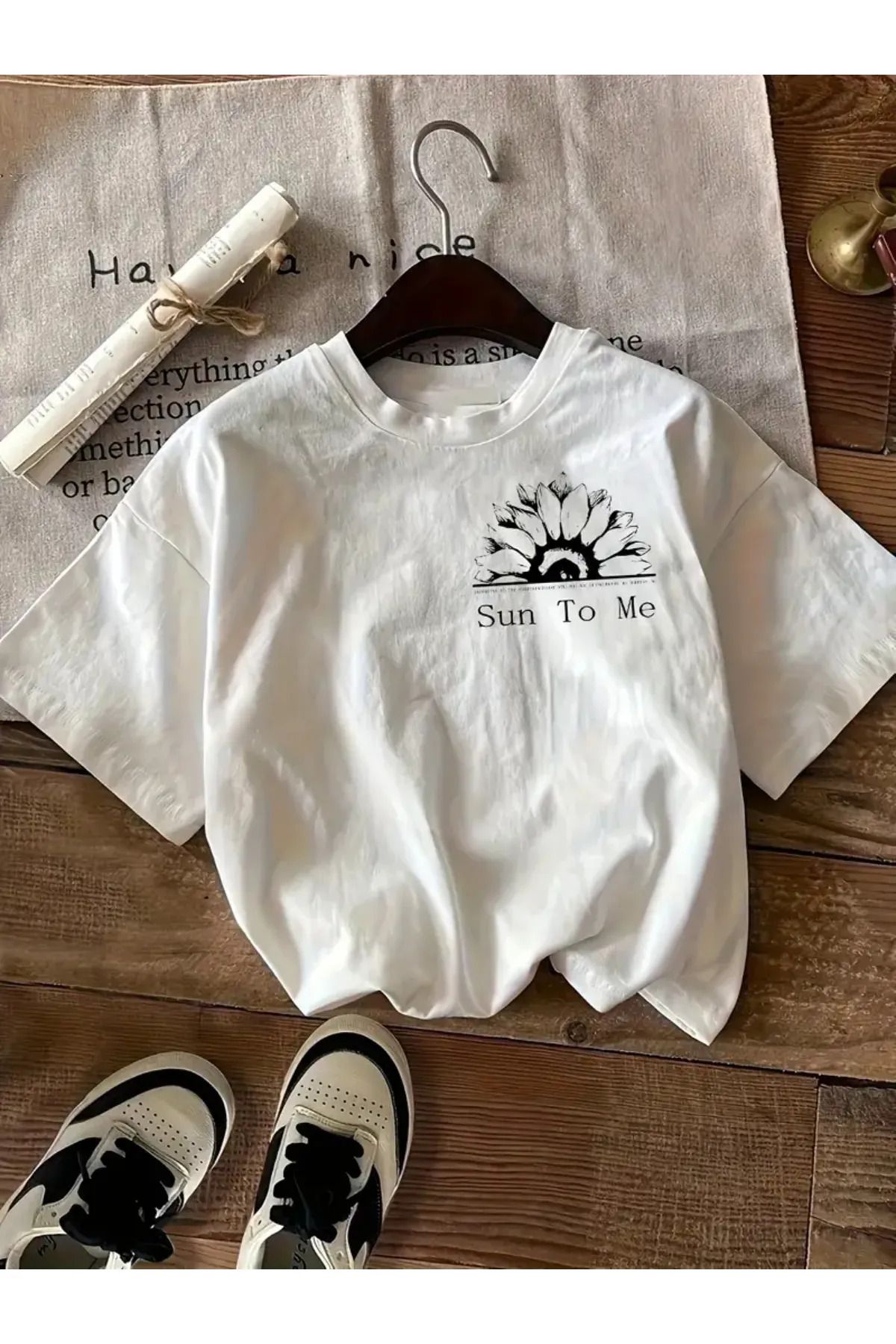 Koklonmoda Büyük Beden Unisex Sun To Me Baskılı Oversize T-Shirt